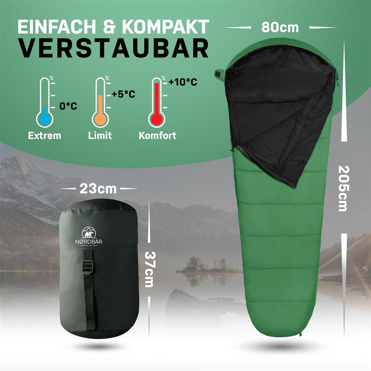 Nordbär Mumienschlafsack NORDBÄR® Ultraleichter Mumienschlafsack