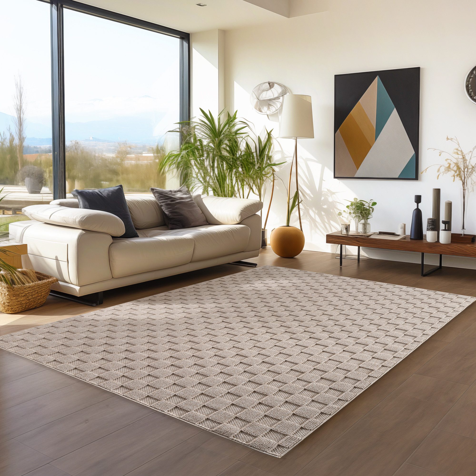 Teppium Teppich Bouclé-Teppich im skandinavischen Stil mit Karomuster, Rech günstig online kaufen