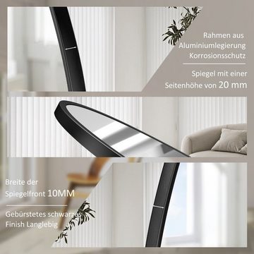 WDWRITTI Wandspiegel Rund Schwarz Led mit Beleuchtung 60 cm 80 cm 40 cm Metall Rahmen (Badspiegel Rundspiegel mit licht, mit 60cm LED Spiegelleuchte, 180° Drehbar, Dehnbar), Kupfer- und bleifreier Spiegel mit Kaltweiß licht