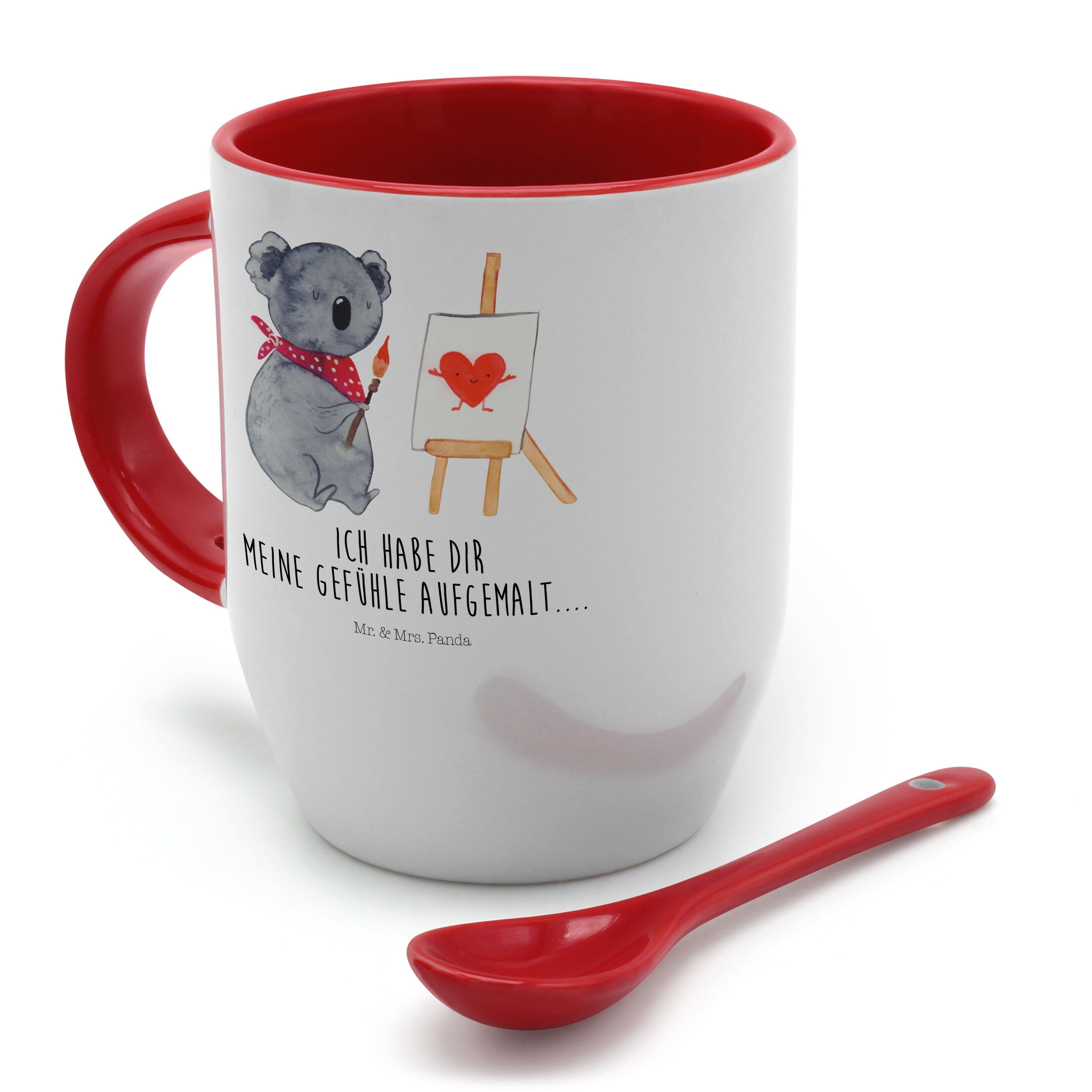 & Tasse, Kaffeebecher, Geschenk, Koala Panda Liebe, - Mr. Tasse Mrs. Künstler Gefühle, Weiß - Keramik