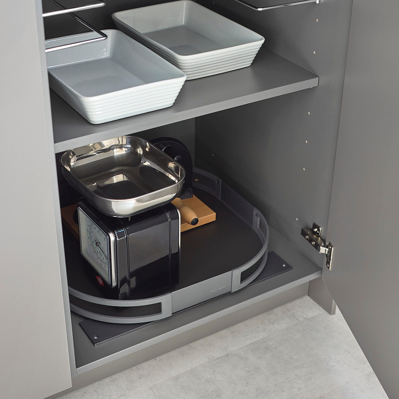 Kesseböhmer Küchenkarussell Tablar TurnMotion III Drehbeschlag 360° für Schränke (1-tlg), anthrazit – Bild 4 von 5
