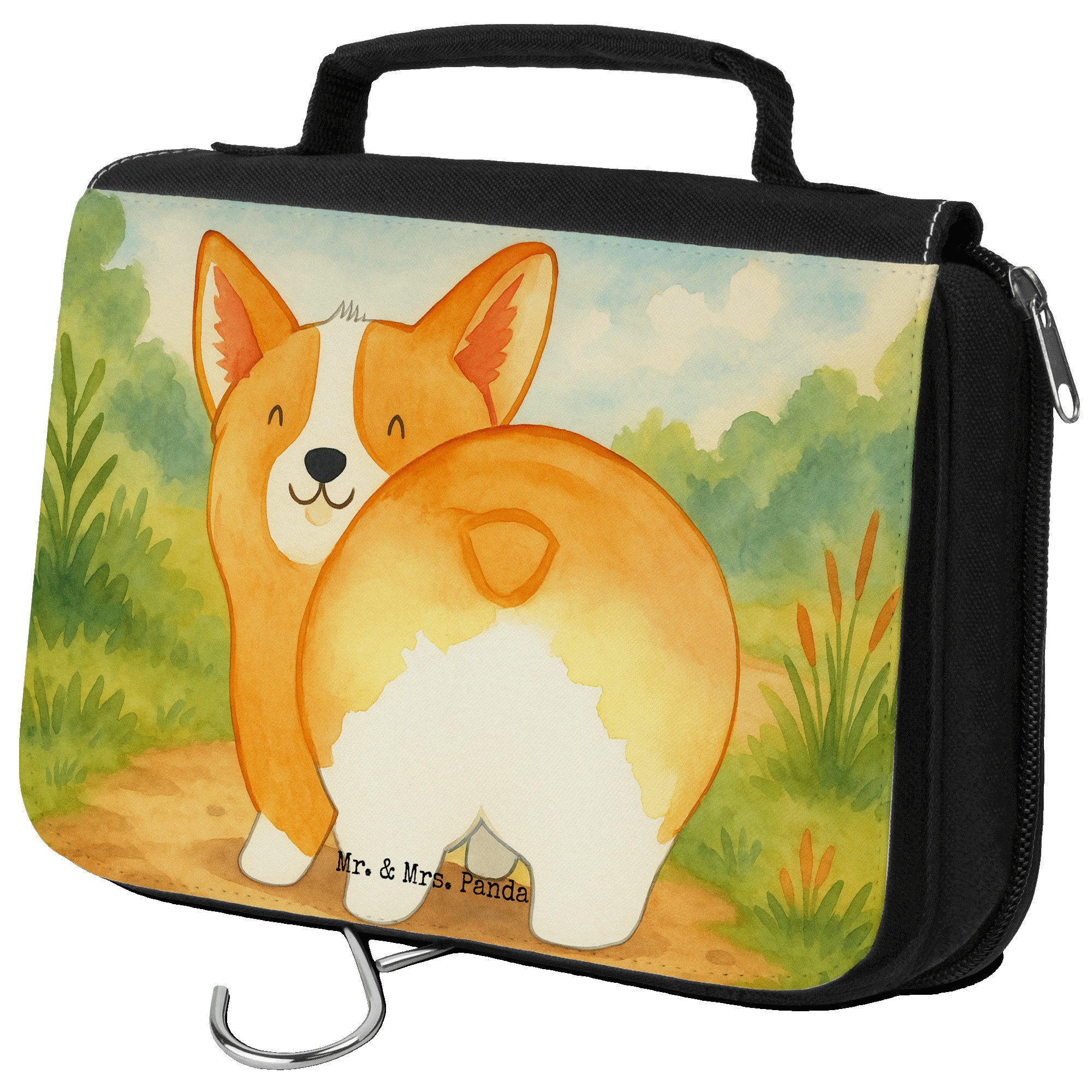 Kulturbeutel Corgi Po Design, Make-Up Tasche, Weiß, Corgie, kosmetiktäschchen, Kul