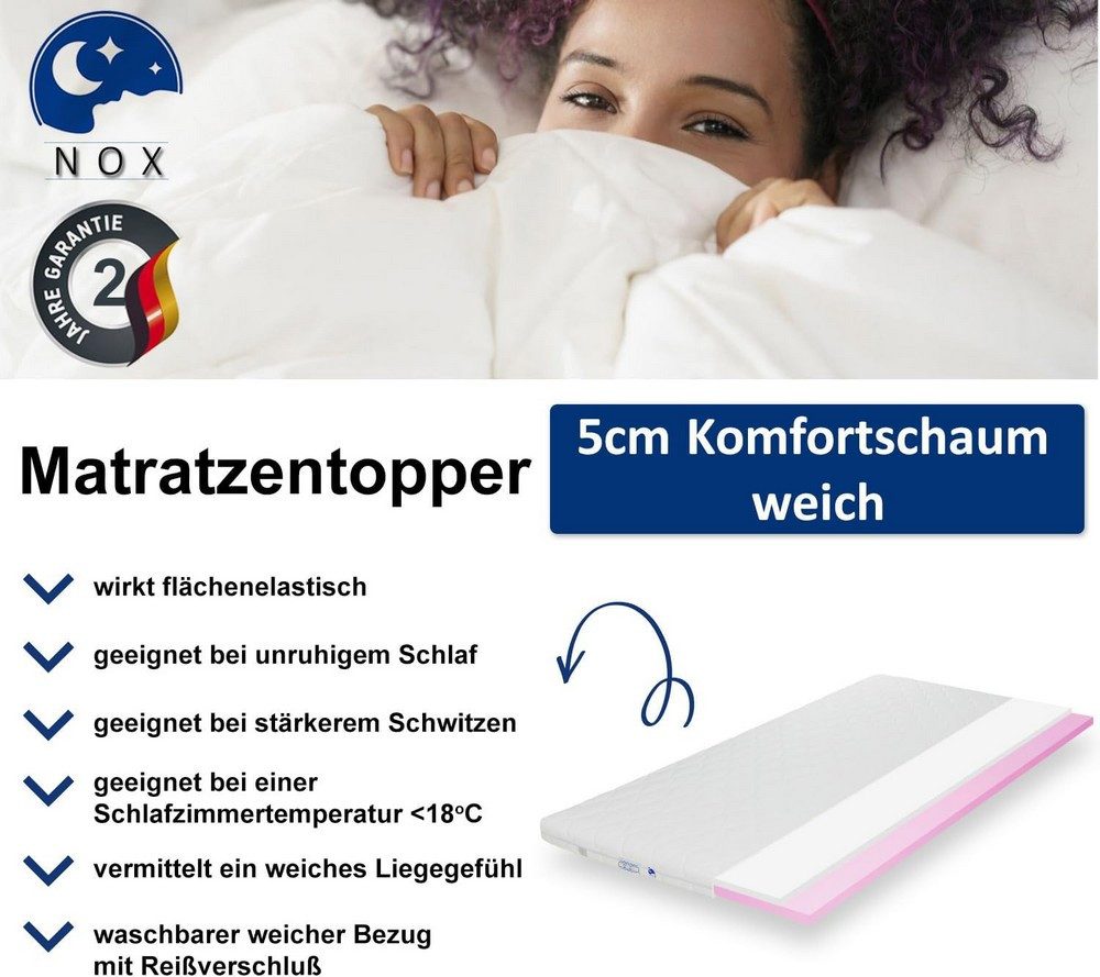 TULENA, Topper für Boxspringbetten & Sofas, 5 cm hoch, Komfortschaum, (Öko-Tex Zertifiziert), 160 x 190 cm