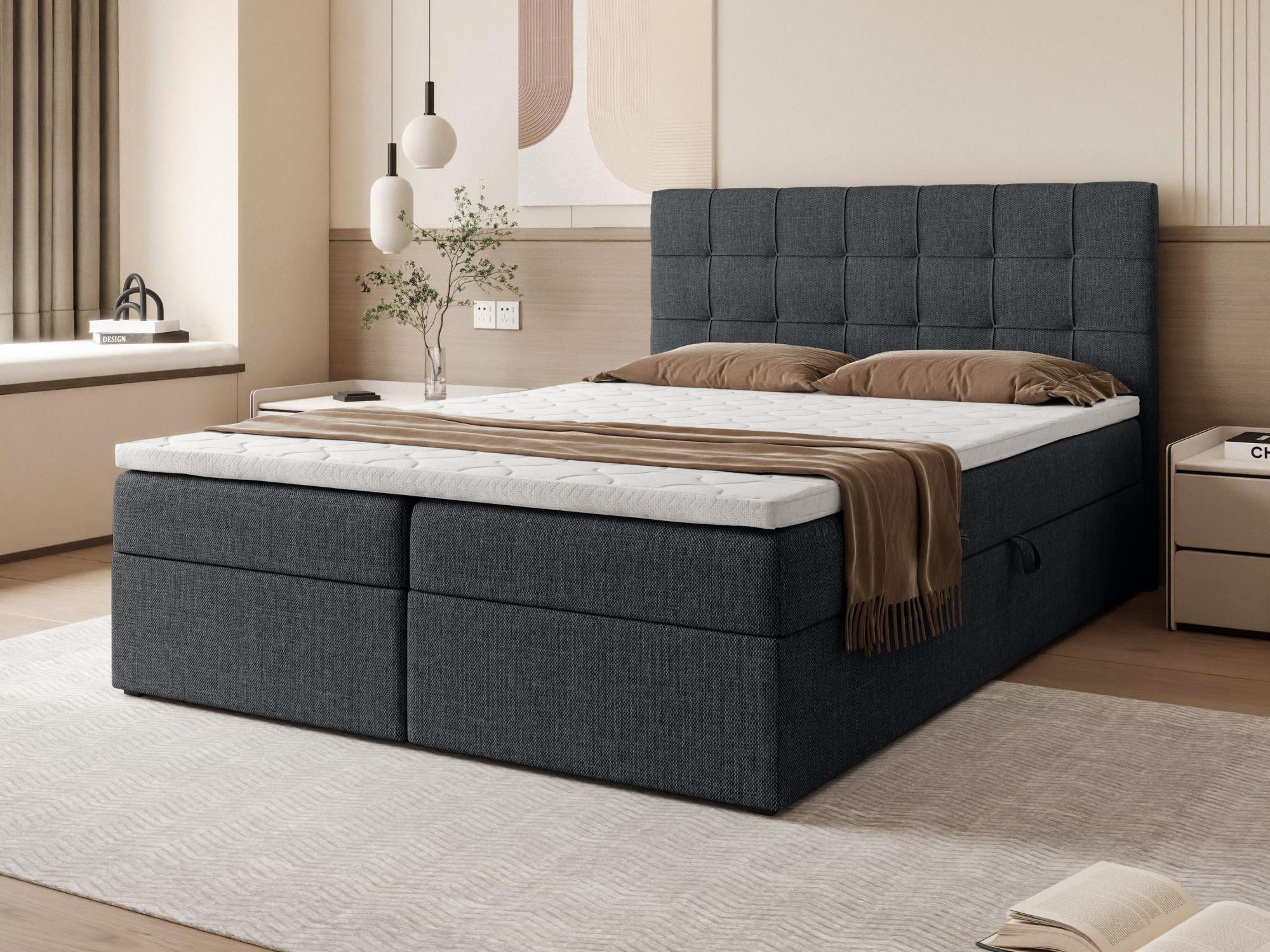 Beautysofa Boxspringbett mit Bettkasten Topiq II, günstig online kaufen