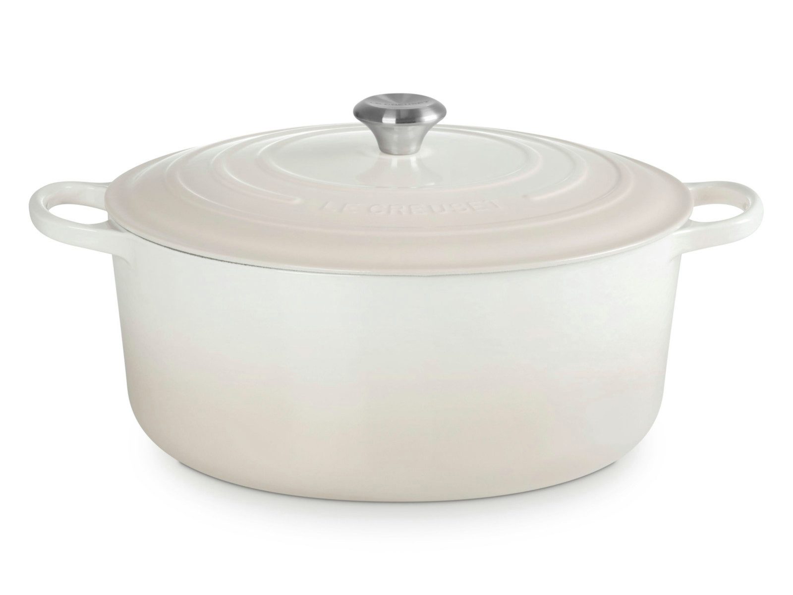 LE CREUSET Bräter Bräter Signature rund meringue 34cm, Emailliertes Gusseisen