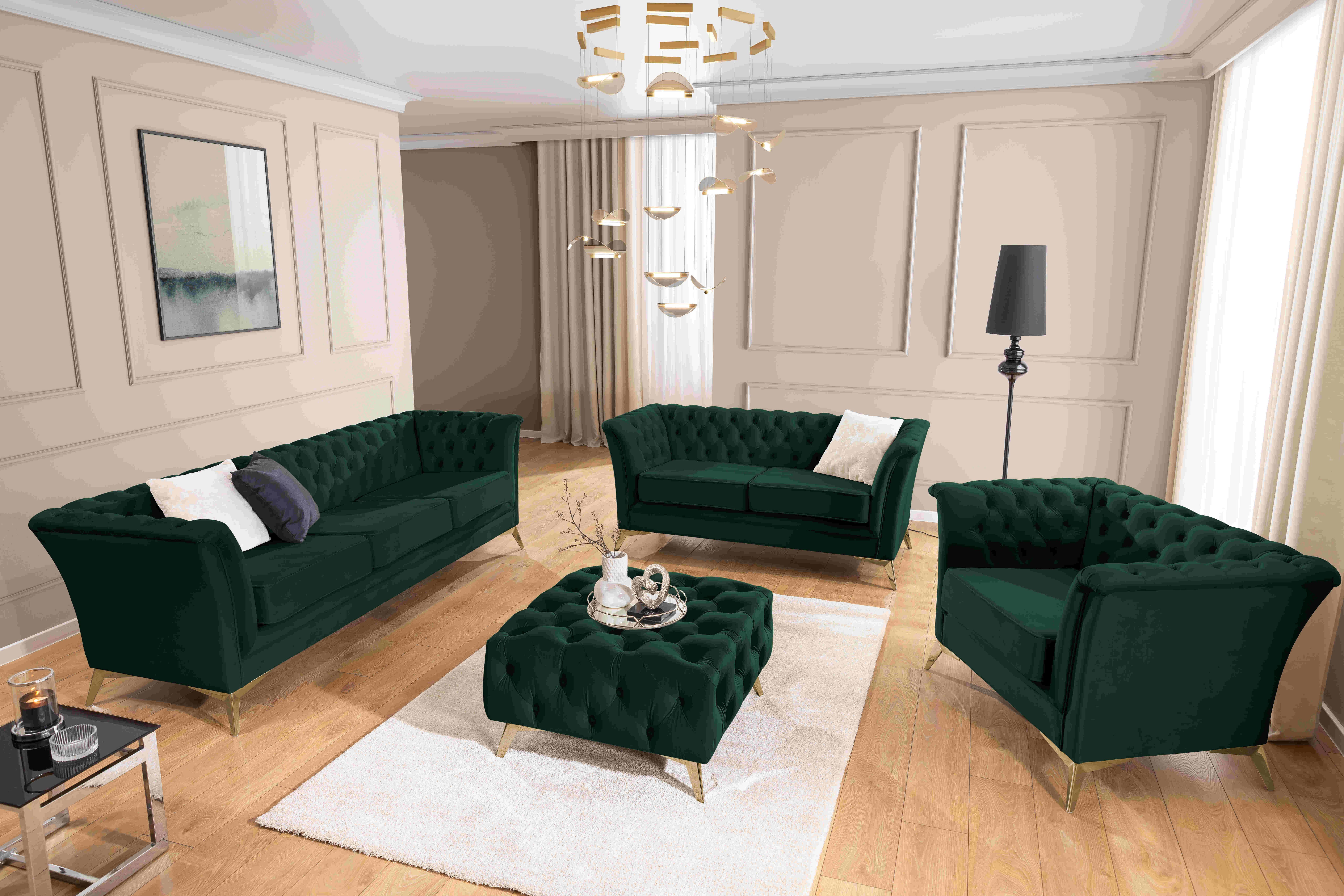 S-Style Möbel Polstergarnitur 3+2+1 Whitby, aus Samt mit goldenen, silberne günstig online kaufen