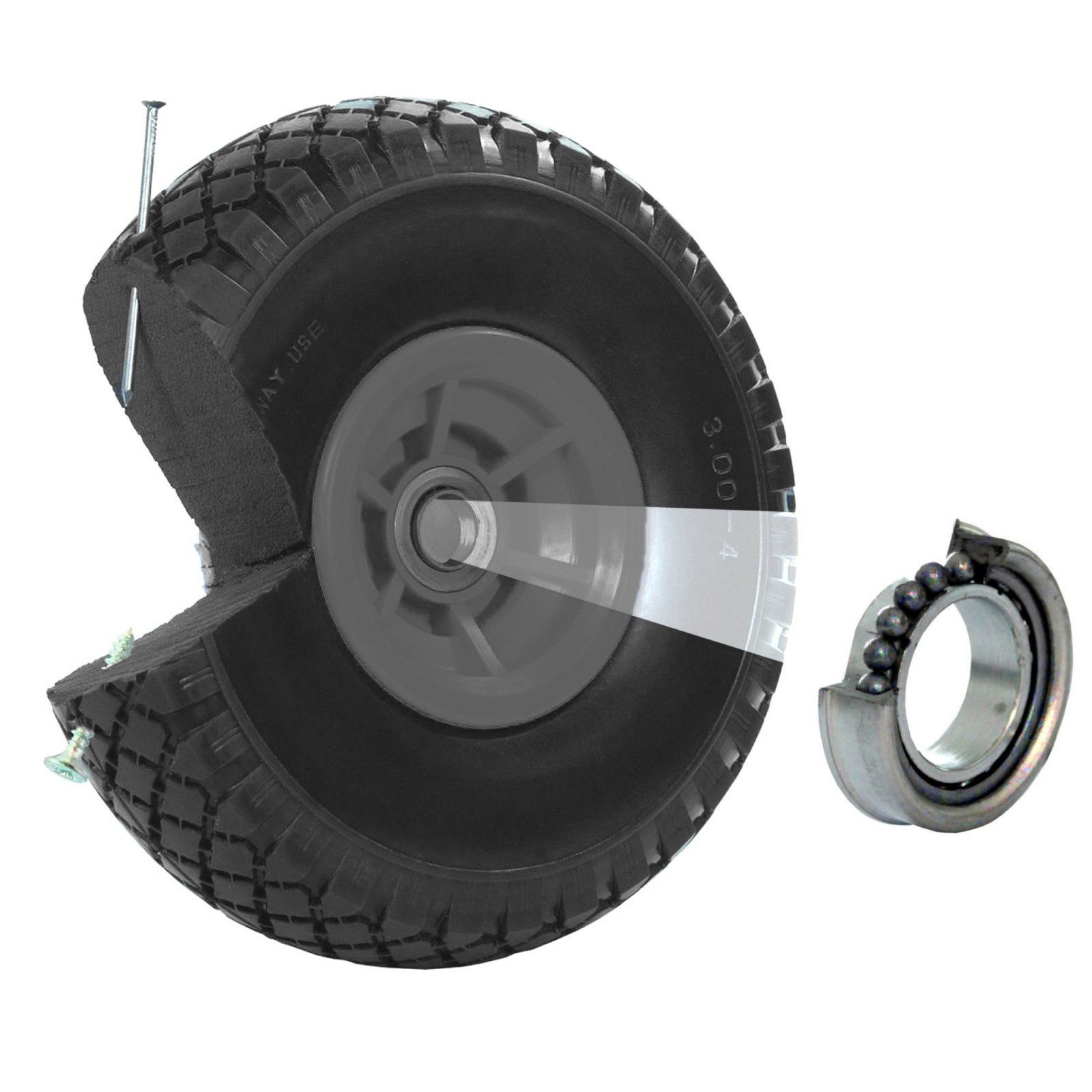 TRUTZHOLM Sackkarren-Rad Sackkarrenrad PU-Rad 260x85 mm 3.00-4 Ø 20 mm Vollgummi Bollerwagen (Artikel, 1 St), hohe Traglast