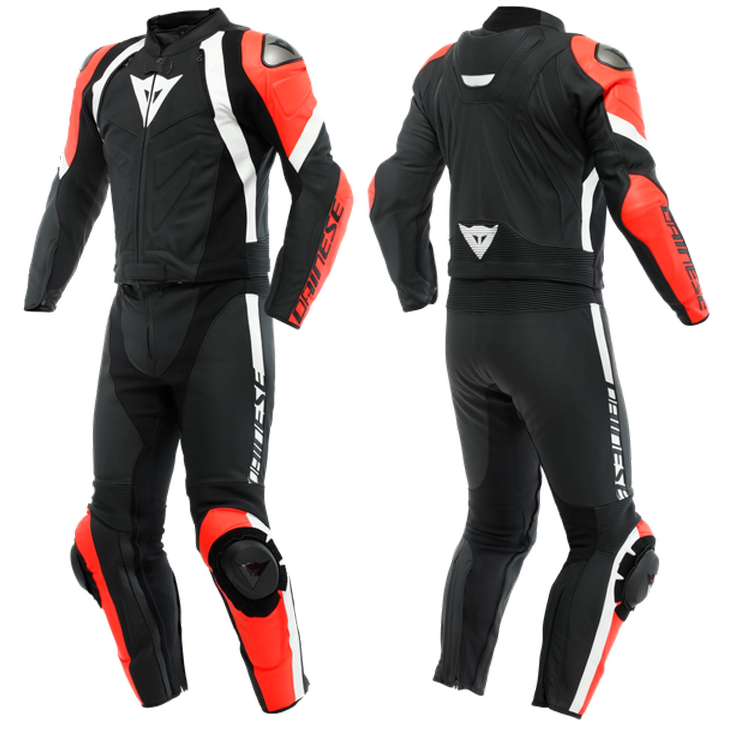 Dainese Motorradkombi Dainese Lederkombi Herren 2-tlg. Avro 4 Schwarz Matt - Fluo Rot - Weiß