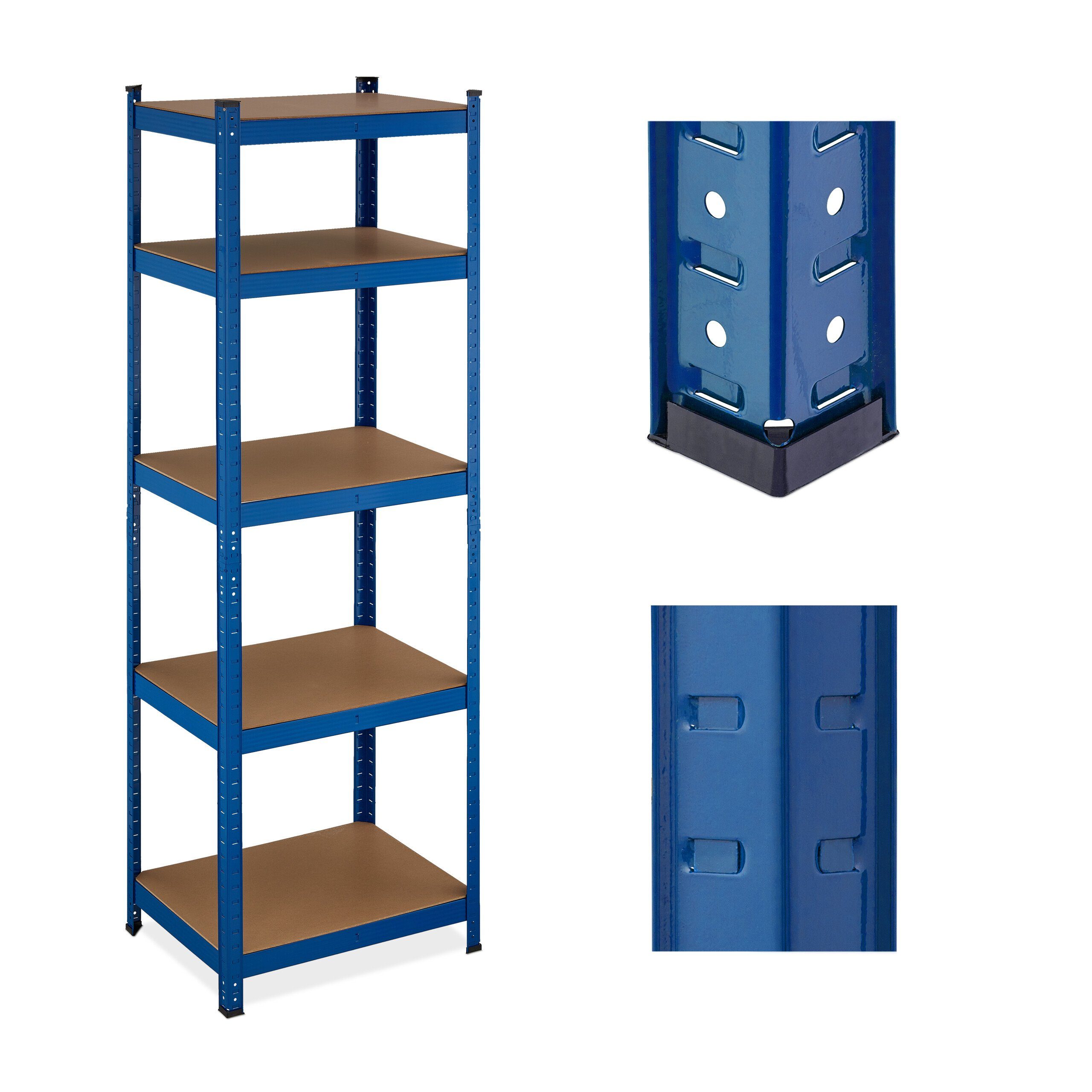 relaxdays Schwerlastregal Blaues Schwerlastregal mit 5 Ebenen günstig online kaufen