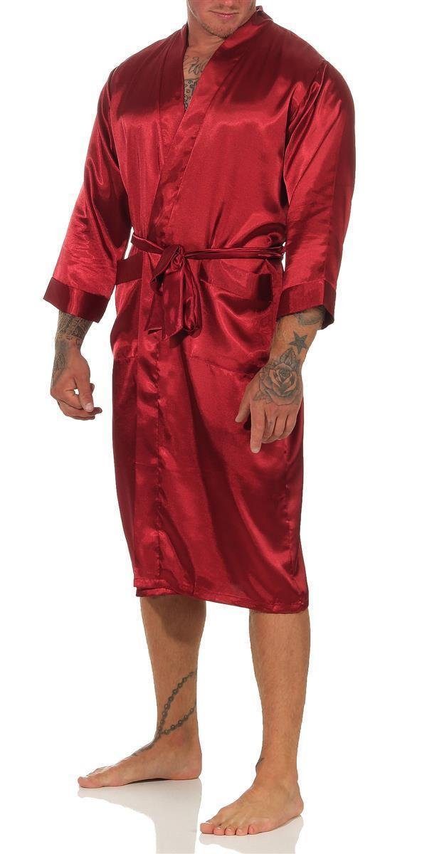 EloModa Morgenmantel Herren Morgenmantel Robe Bathrobe Bademantel Satin, M L XL 2XL, wadenlang, Polyester