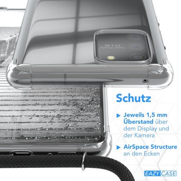 EAZY CASE Handykette Kette Clips Schwarz für Samsung Galaxy S10 Lite 6,7 Zoll, Slimcover mit Umhängeband Case Handytasche Clear Backcover Schwarz