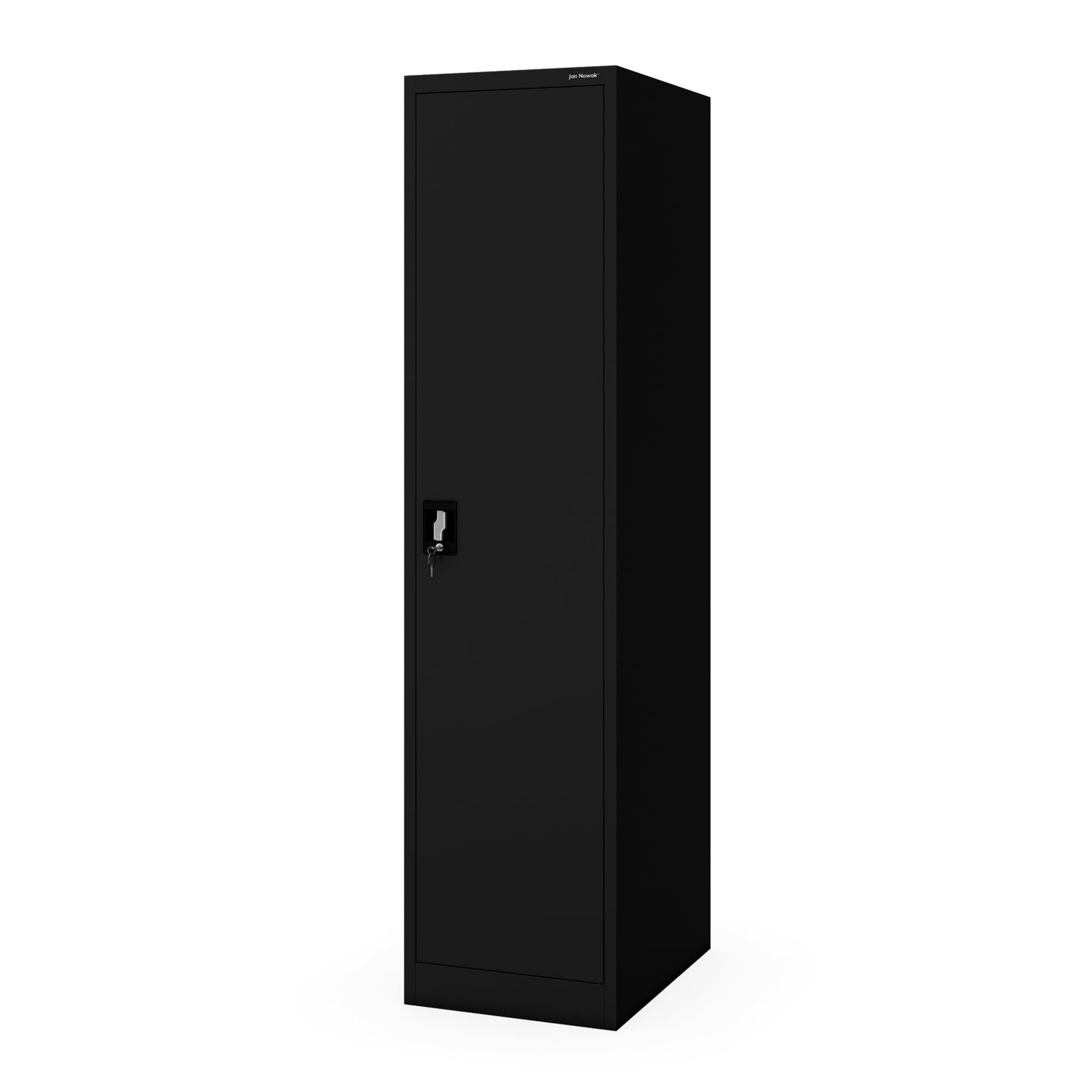 Jan Nowak Aktenschrank Metall Büroschrank abschließbar 45 cm ALEX D600 4 Böden Stahl (Stahl 0,6 mm Wandmontage möglich PZH-zertifiziert 185 cm) Aktenschrank Schloss 2 Schlüssel schmal Tiefe 60 cm 4 Farben