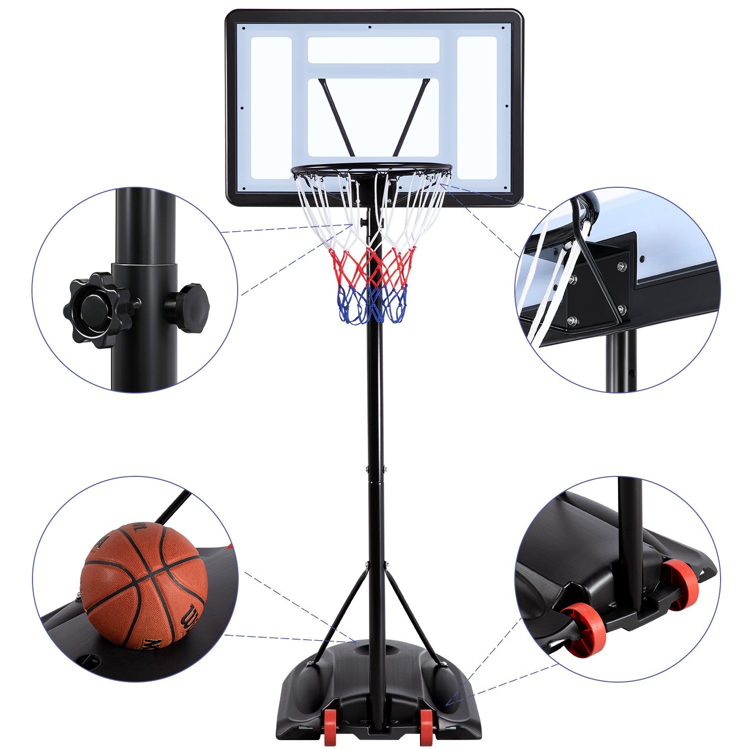 Ø42 cm 219 bis Yaheetech cm, Basketballständer Basketballkorb, 279 Korb