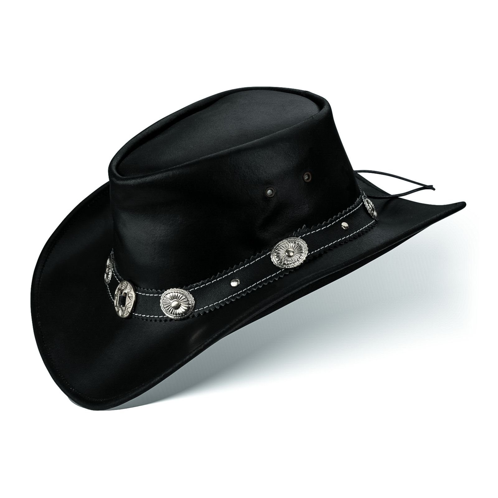 BLACK FOREST FOX Cowboyhut STAR Hut Größe Schwarz Leder Cowboy Western S