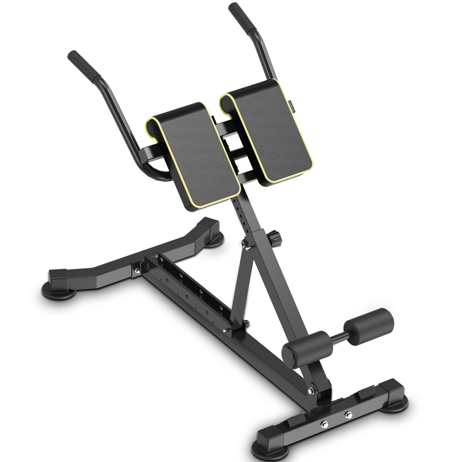 DH FitLife Rückentrainer 5in1 für zuhause, Bauchmuskeltrainer & Rückentrainer, (Klappbarer Verstellbarer Roman Chair bis 150KG, Hyperextension Bank), Multifunktionale Curlbank u. Hantelbank