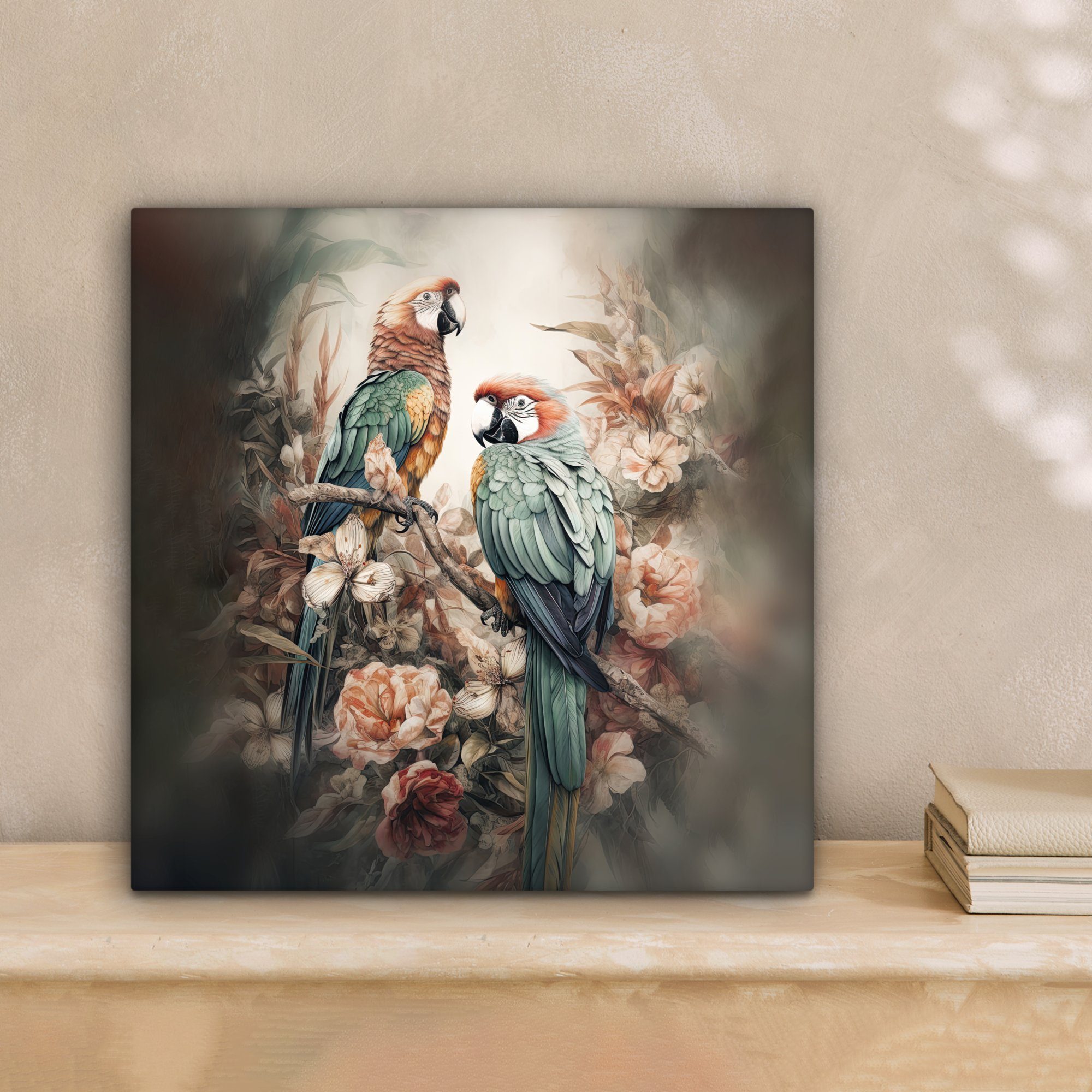 OneMillionCanvasses® Leinwandbild Papageien - Vögel - Natur - Blumen, Fotod günstig online kaufen