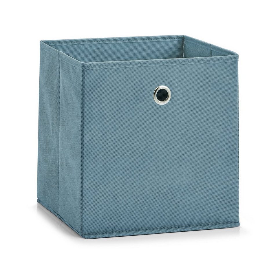 Zeller Present Aufbewahrungskorb Aufbewahrungsbox, Vlies, rauchblau, 28 x  28 x 28 cm, Seiten- und Bodenverstärkungen aus Pappe sorgen für Stabilität