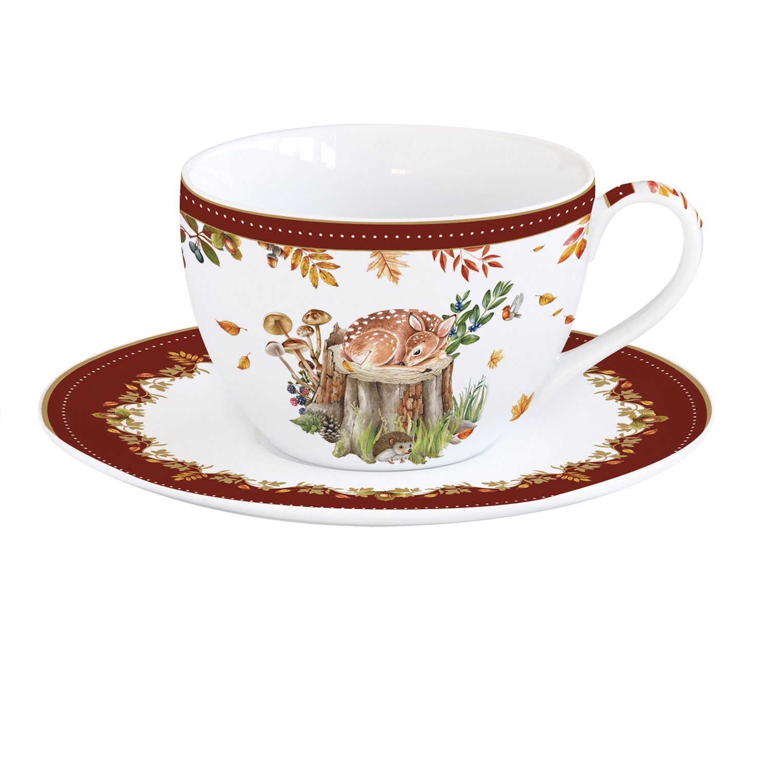 EasyLife Tasse Forest Dream, Porzellan, Spülmaschinengeeignet, Mehrfarbig, Fuchs, H: 7cm