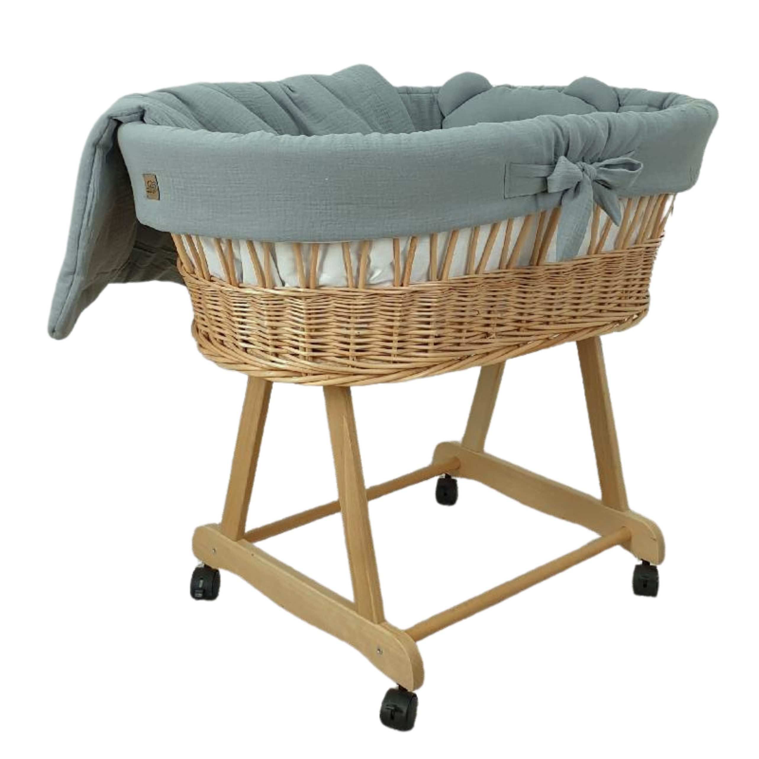 Babymajawelt Babybettwäsche Stubenwagen Bettwäsche Set 4tlg. Musselin Bett Set, Musselin, 4 teilig, Made in EU, Besonders Weich, Reine Baumwolle, Ohne Himmel