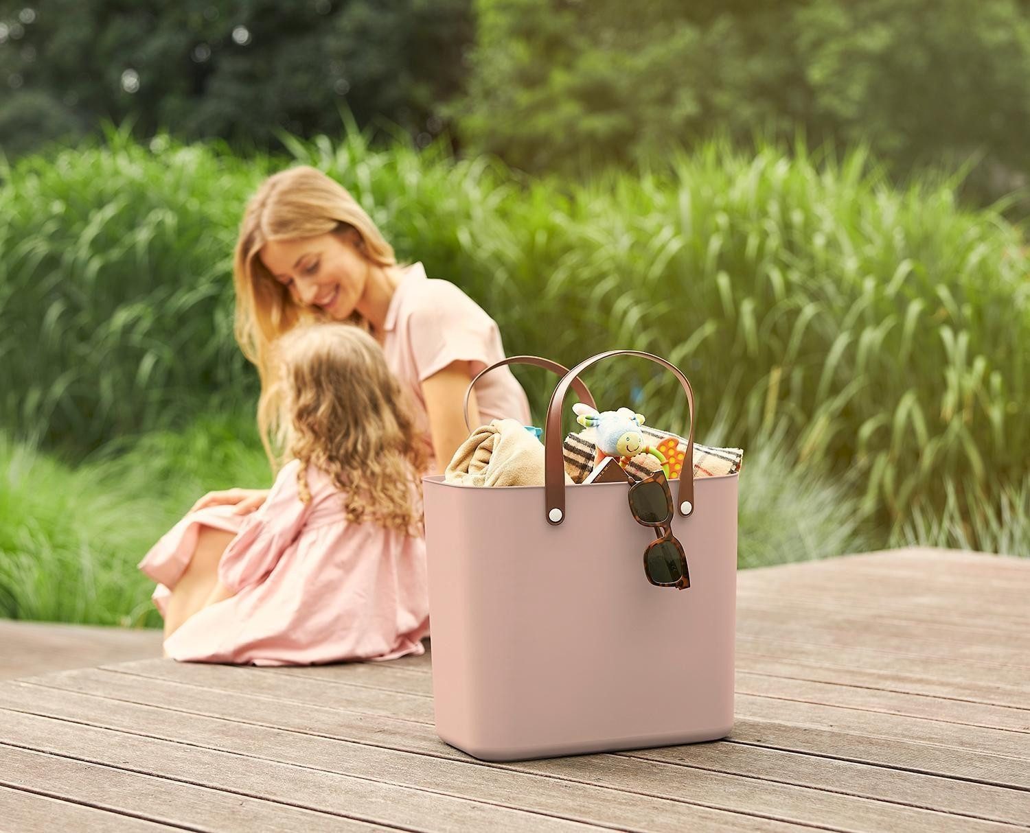 ROTHO Tragetasche Einkaufstasche ALBULA, 25 Liter, Rose, Kunststoff, ergonomische Tragegriffe, B 40 x H 34 x T 23,5 cm