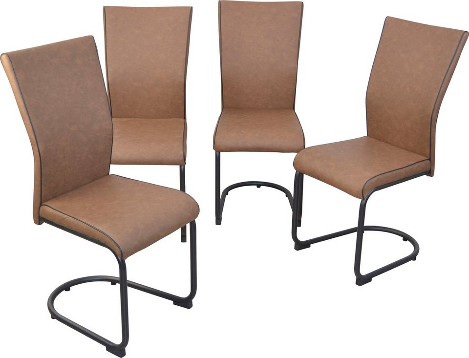 Home affaire Freischwinger Hunter (Spar-Set, 4 St), Gestell aus Stahlrohr,  Sitz und Rücken schaumstoffgepolstert, Belastbar je Stuhl mit ca. 120 kg