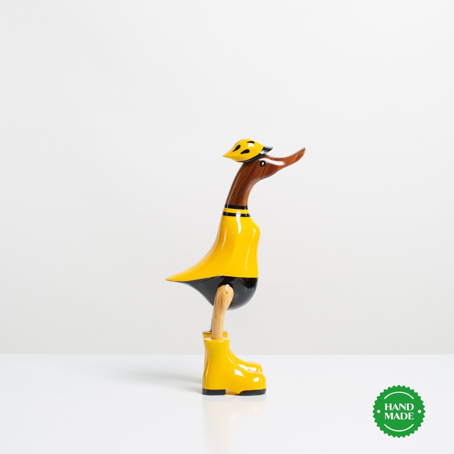 - Dekofigur (3-er Rikmani Holz Geschenk Set), fahrrad_gelb Holzfigur Handgefertigte Dekoration Holzarten aus Stiefel 3 Ente