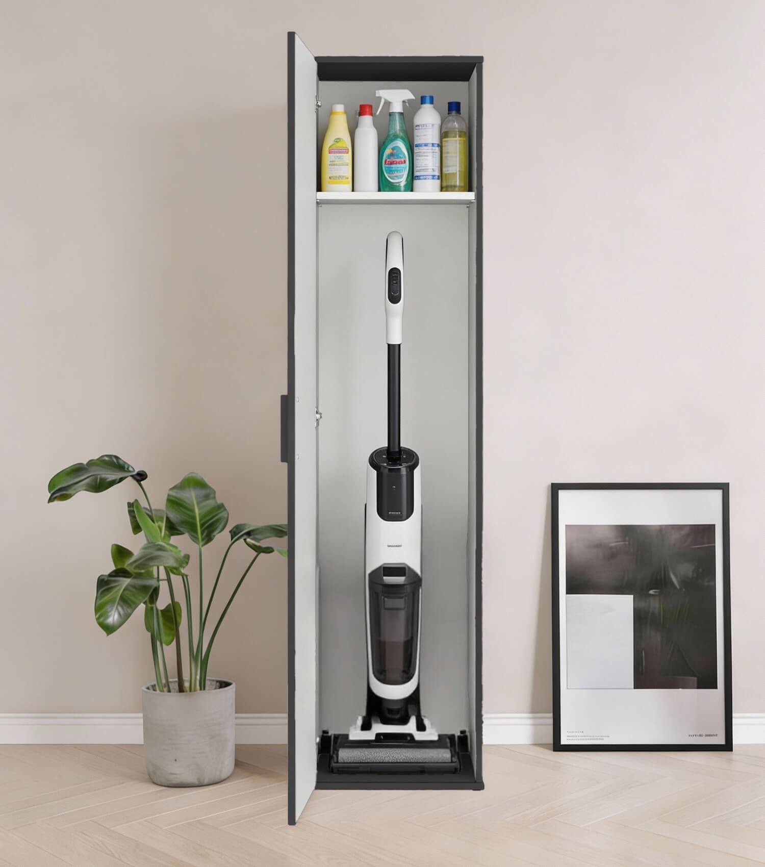 mokebo Mehrzweckschrank Der Kompakte Vorratsschrank, Flurschrank, Universalschrank in Anthrazit