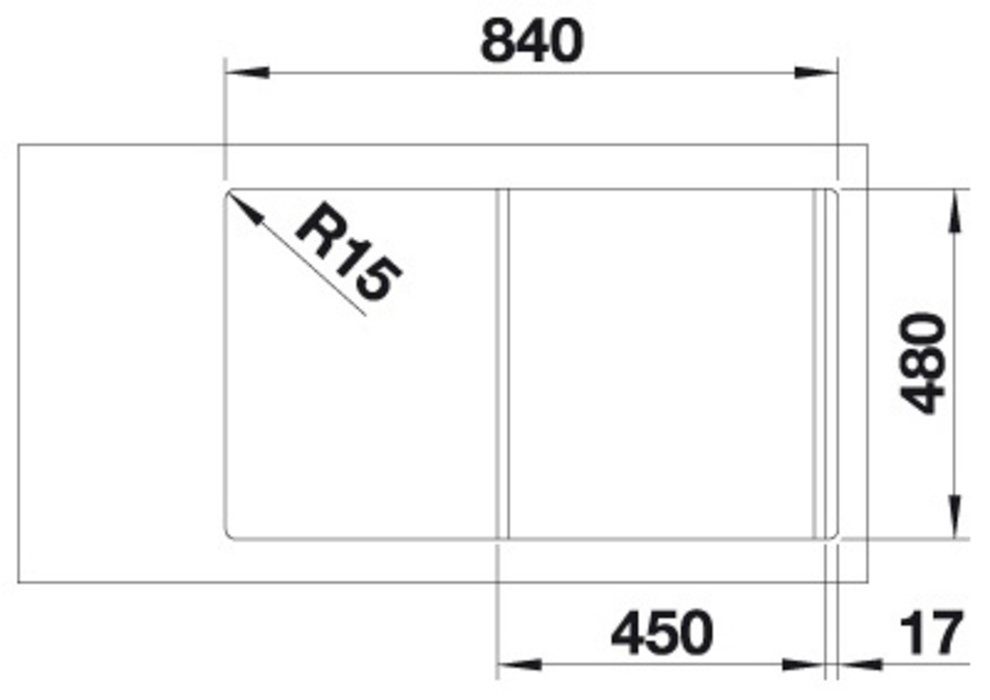 Blanco Edelstahlspüle DINAS 50/86 Einbau cm, St), zum (1 geeignet wechselseitigen 45 S, eckig