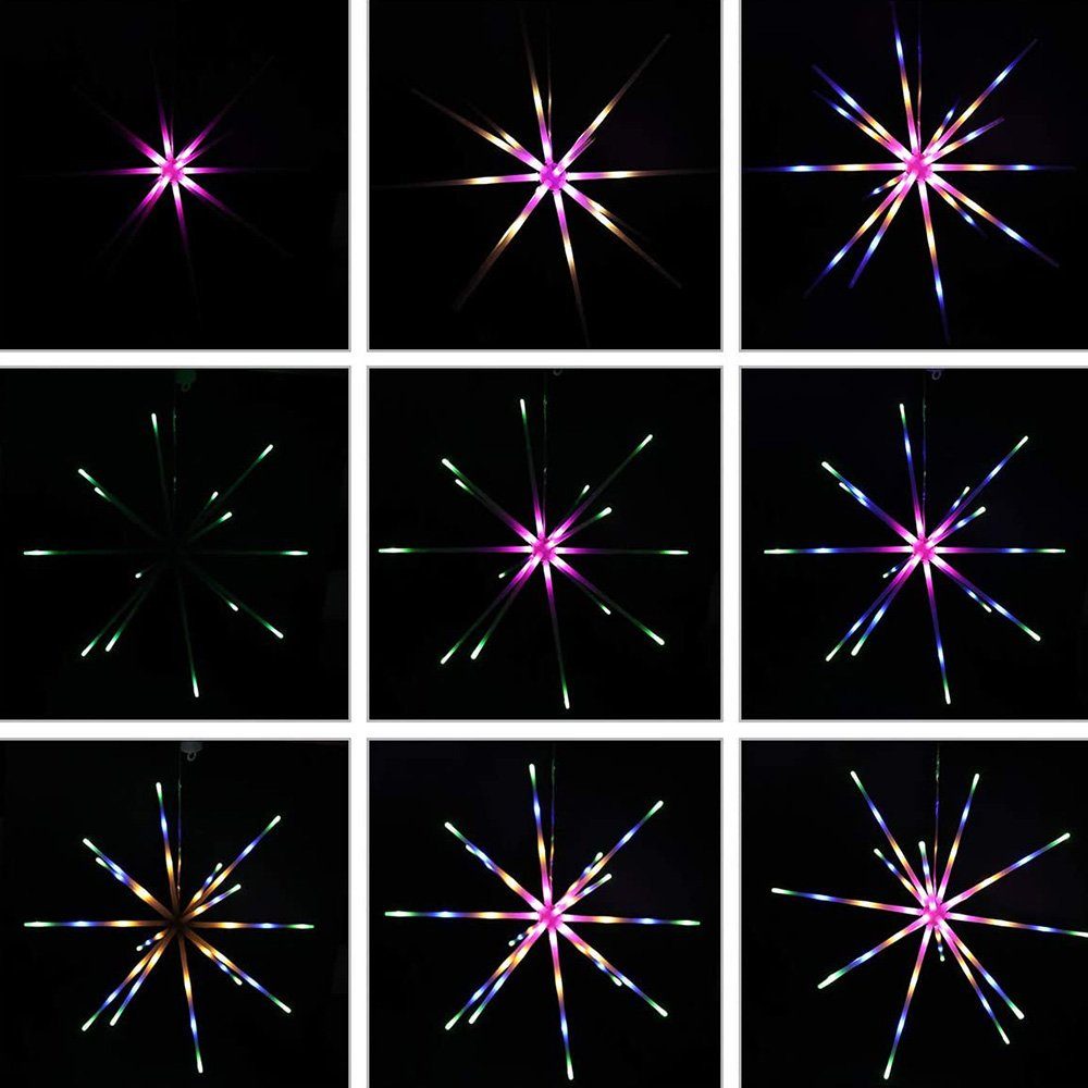 Rosnek Feuerwerk mit Fernsteuerung. Mehrfarbig LED-Lichterkette Timer; Lichter,Wasserdicht,Batterie,Weihnachtsdeko, Meteor