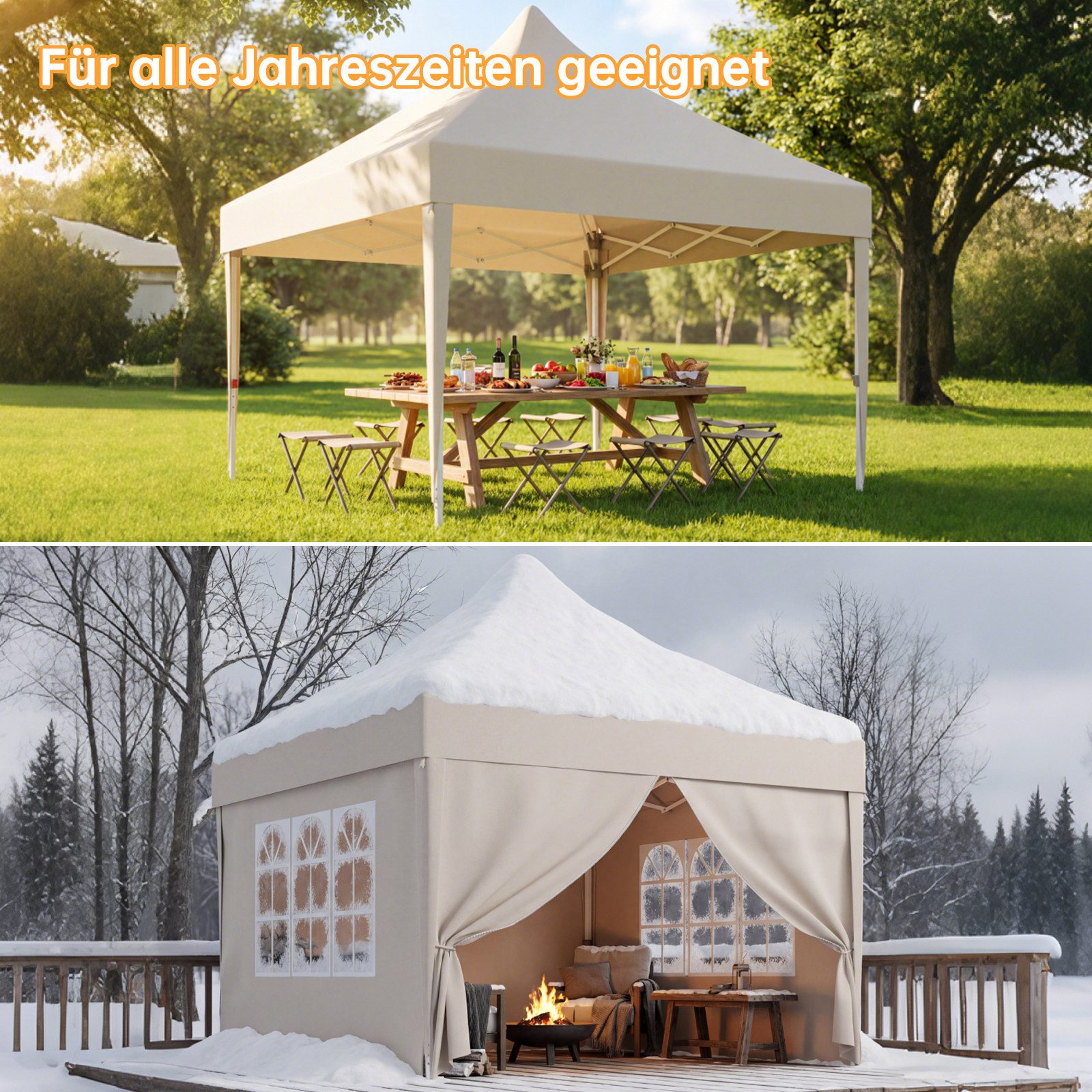 HOMALL Pavillon wasserabweisend stabil winterfest Gartenpavillon 3*3/3*6m Partyzelt, mit Seitenteilen und Sandsäcke, Windbeständig stabil
