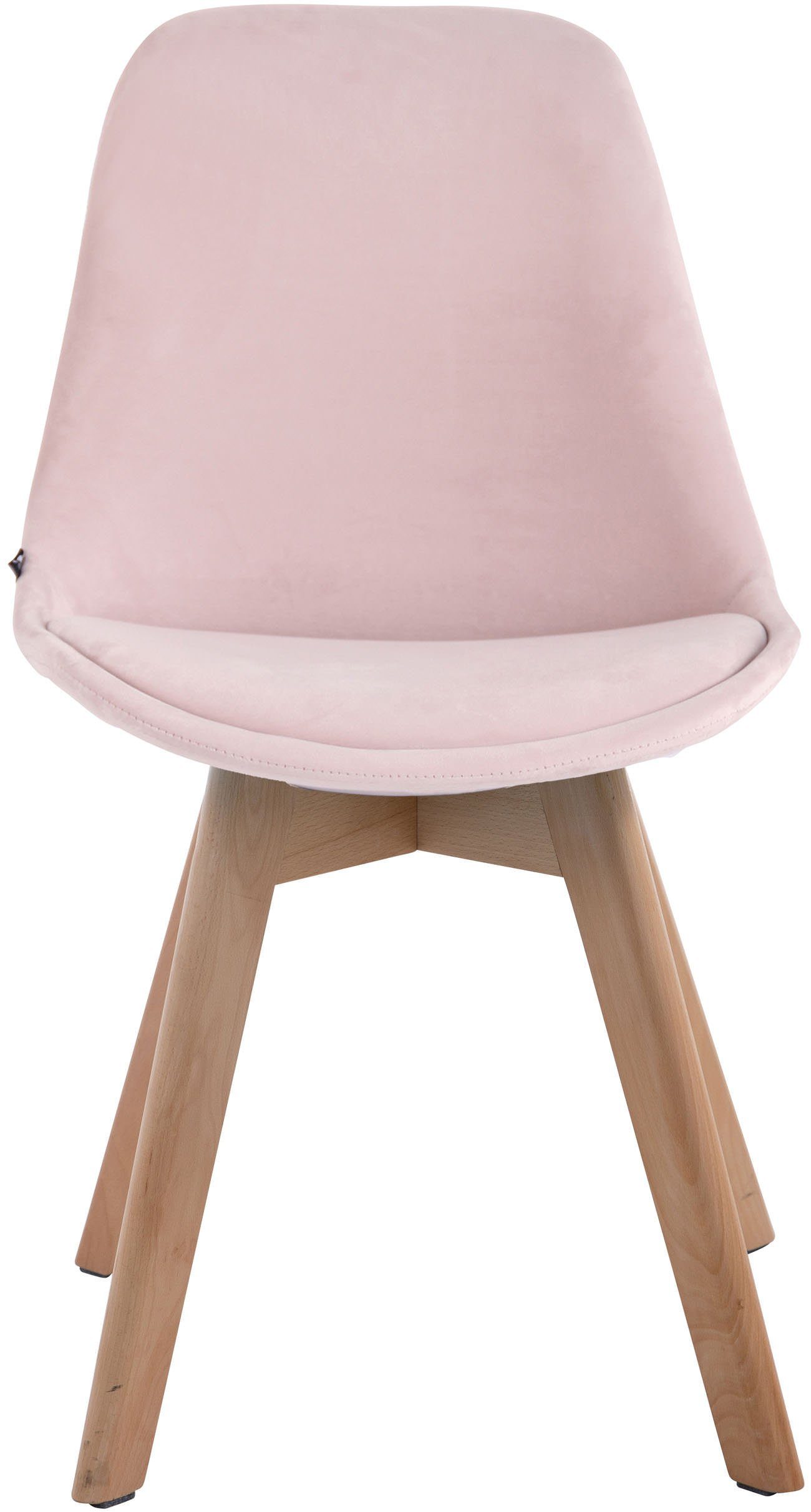 Two Sitzfläche: - Konferenzstuhl Natura Gestell: Buchenholz - - hochwertig Sitzfläche Samt Besucherstuhl - (Küchenstuhl mit Wohnzimmerstuhl), pink Esszimmerstuhl gepolsterter Bornova TPFLiving