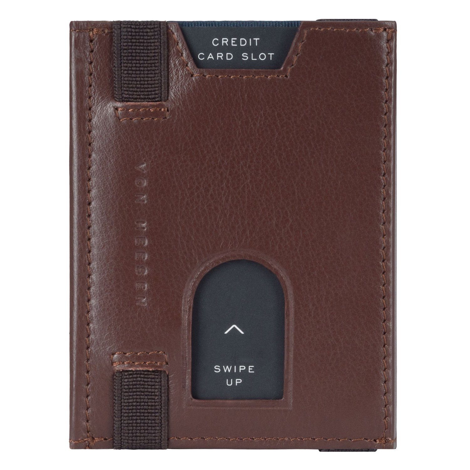 VON HEESEN Geldbörse Whizz Slim RFID-Schutz 6 Wallet inkl. Portemonnaie Kartenfächer, & Geldbeutel mit Braun Wallet Geschenkbox