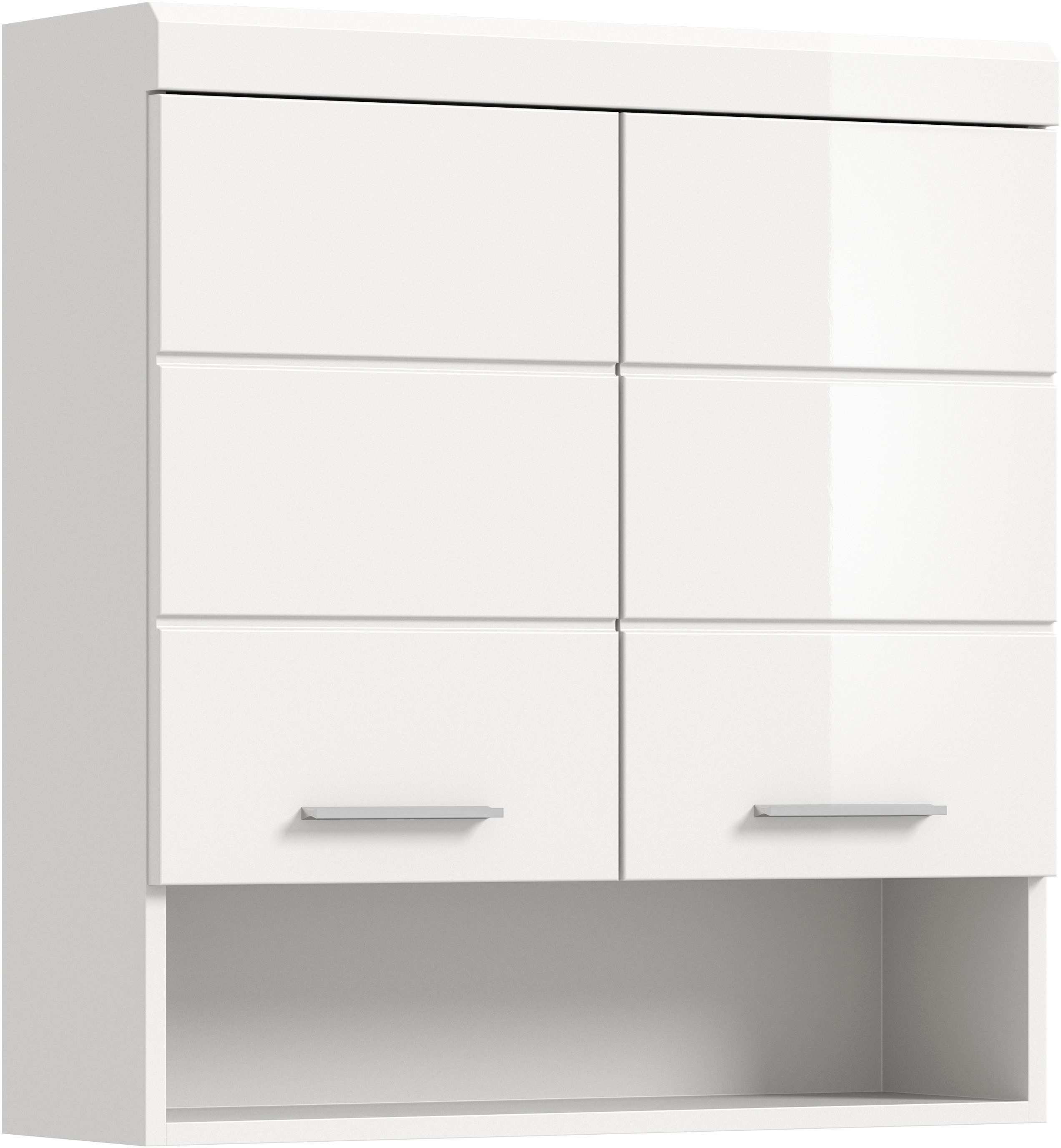welltime Hängeschrank SIENA, Breite 74cm, 2 Türen, 1 offenes Fächer, MDF-Front (TOPSELLER) in verschiedenen Farben erhältlich, Badmöbel, Badschrank, Schrank, Bad
