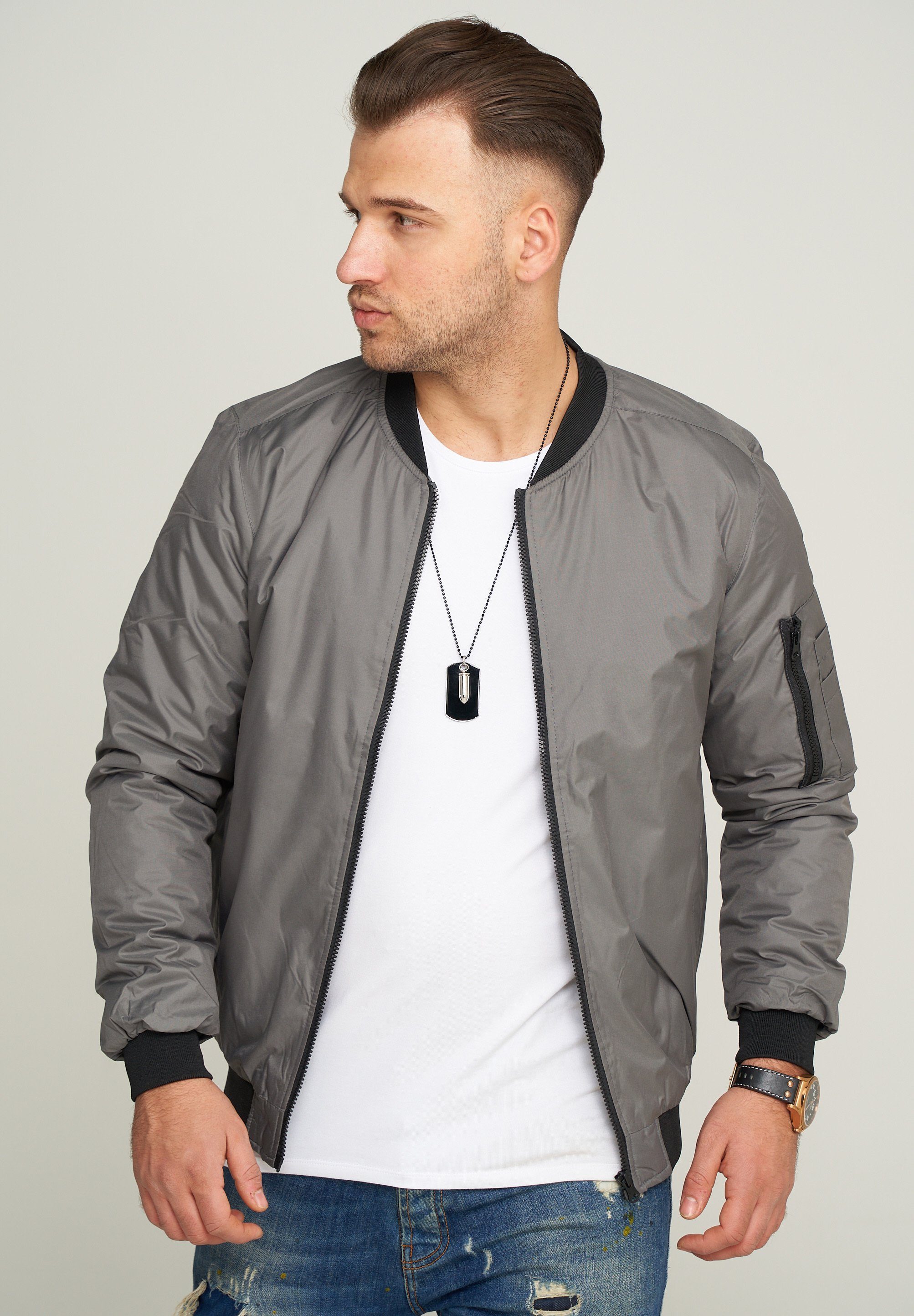 Red Bridge Herren Jacke Übergangsjacke Bomberjacke Collegejacke Basic M6073 5