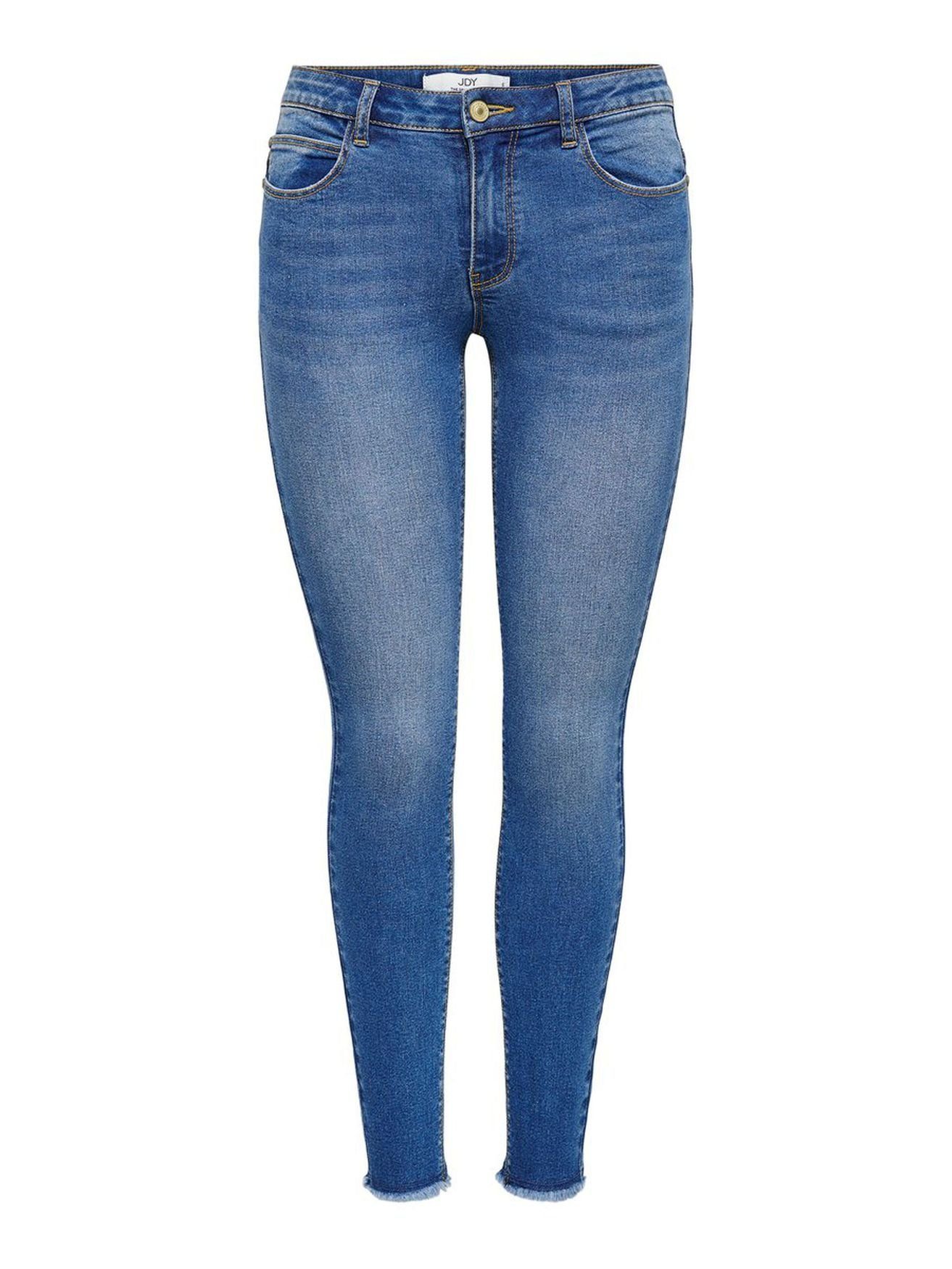 JACQUELINE de YONG Skinny-fit-Jeans Skinny Fit Jeans Ankle Cut JDYSONJA Stretch Hose mit Fransen (1-tlg) 3382 in Blau