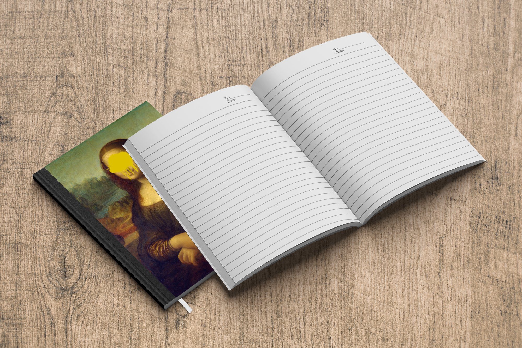Vinci - Tagebuch, Mona 98 Leonardo Lisa MuchoWow A5, Notizbuch da Haushaltsbuch Merkzettel, Seiten, Journal, - Gelb, Notizheft,