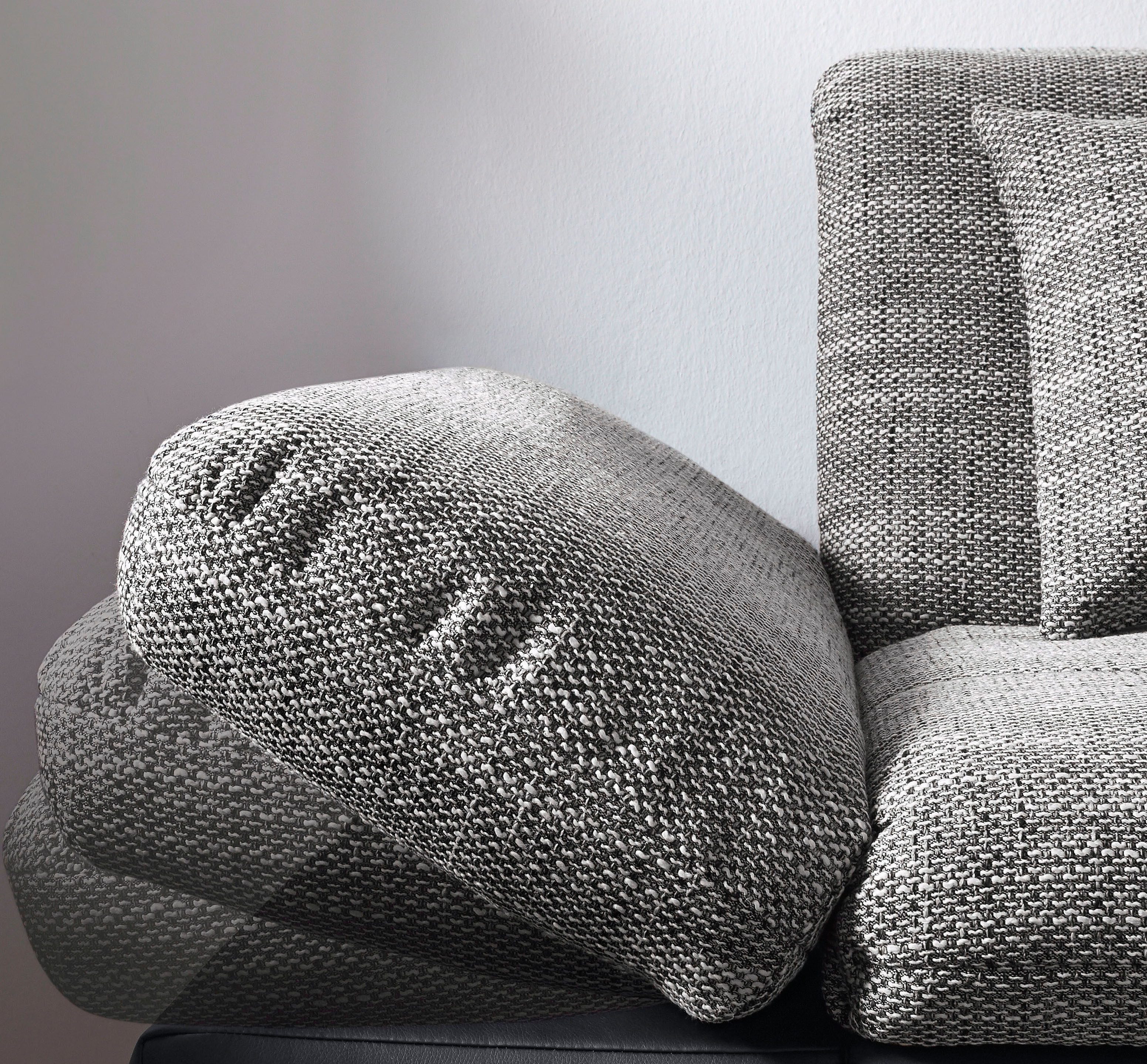 DOMO collection Ecksofa Moric, L-Form, XXL-Sofa - Breite 300cm, viel Platz, auch in Cord, wahlweise mit Bettfunktion und Armteilverstellung, schwarz-weiß-grau