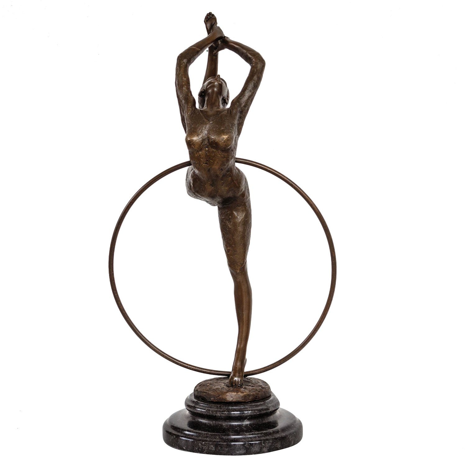 Aubaho Skulptur Bronzeskulptur Frau im Ring Figur Bronze Sport Sta Antik-Stil Tänzerin