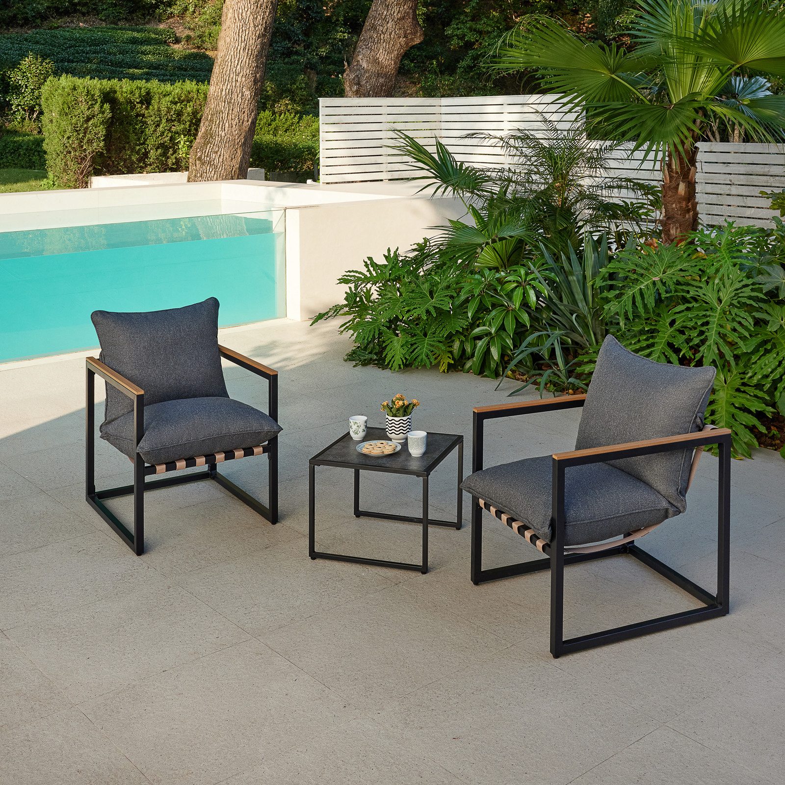 HTI-Living Gartenlounge-Set Terrassenmöbel für 2 Personen Cirella, (Set, 3- günstig online kaufen