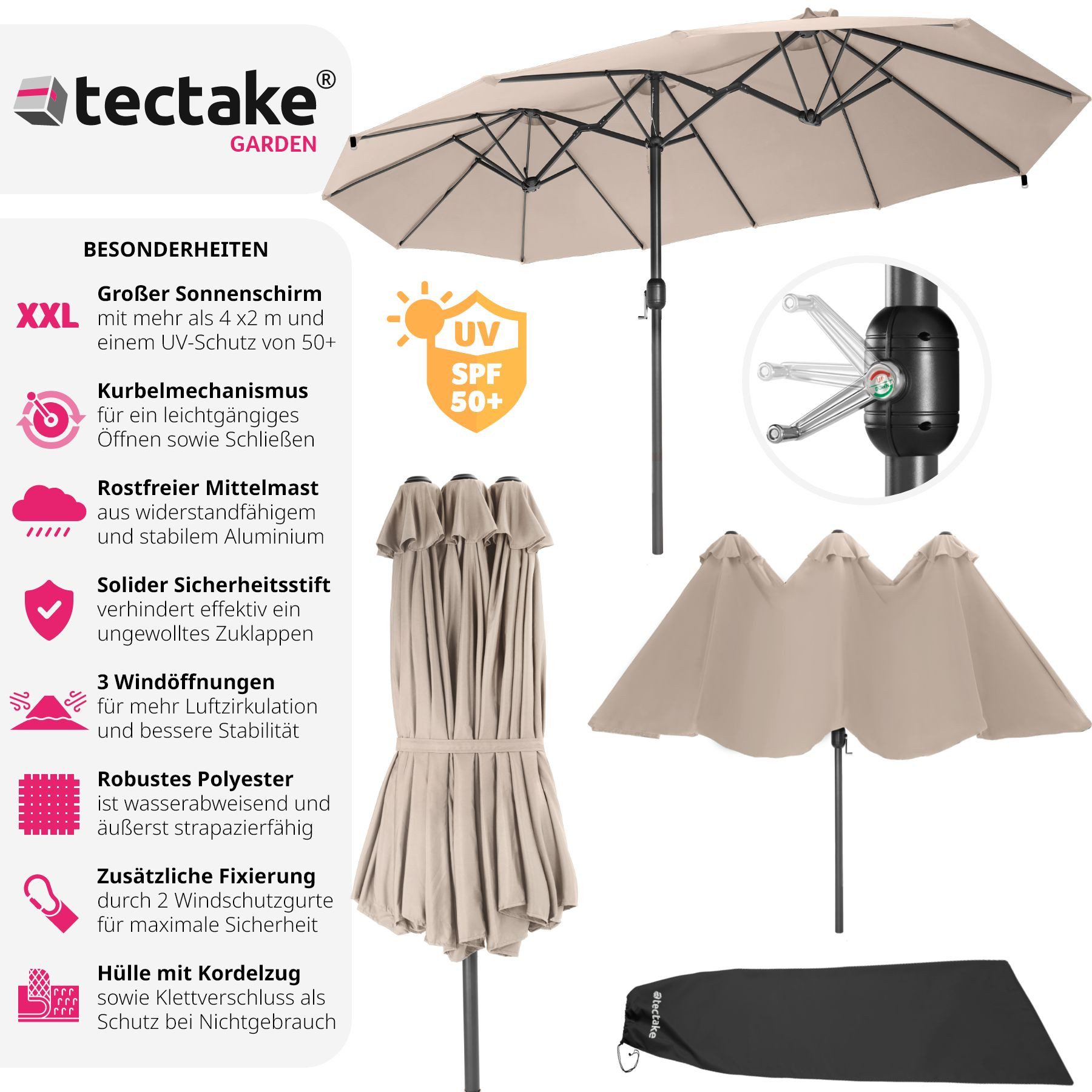 tectake Sonnenschirm Ampelschirm Silia 460x270cm mit günstig online kaufen