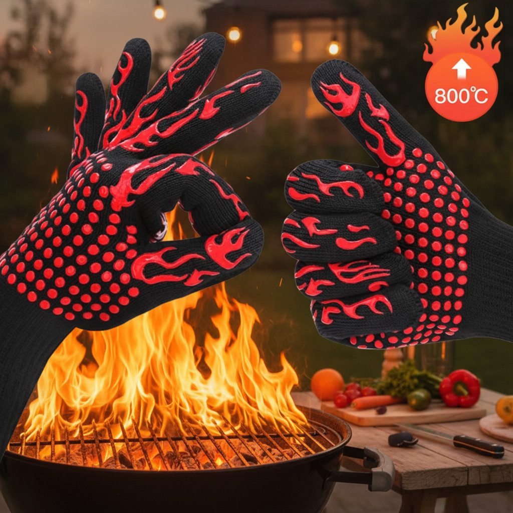 GOLDEN Grillhandschuhe Grillhandschuhe hitzebeständig feuerfeste Kochhandsc günstig online kaufen