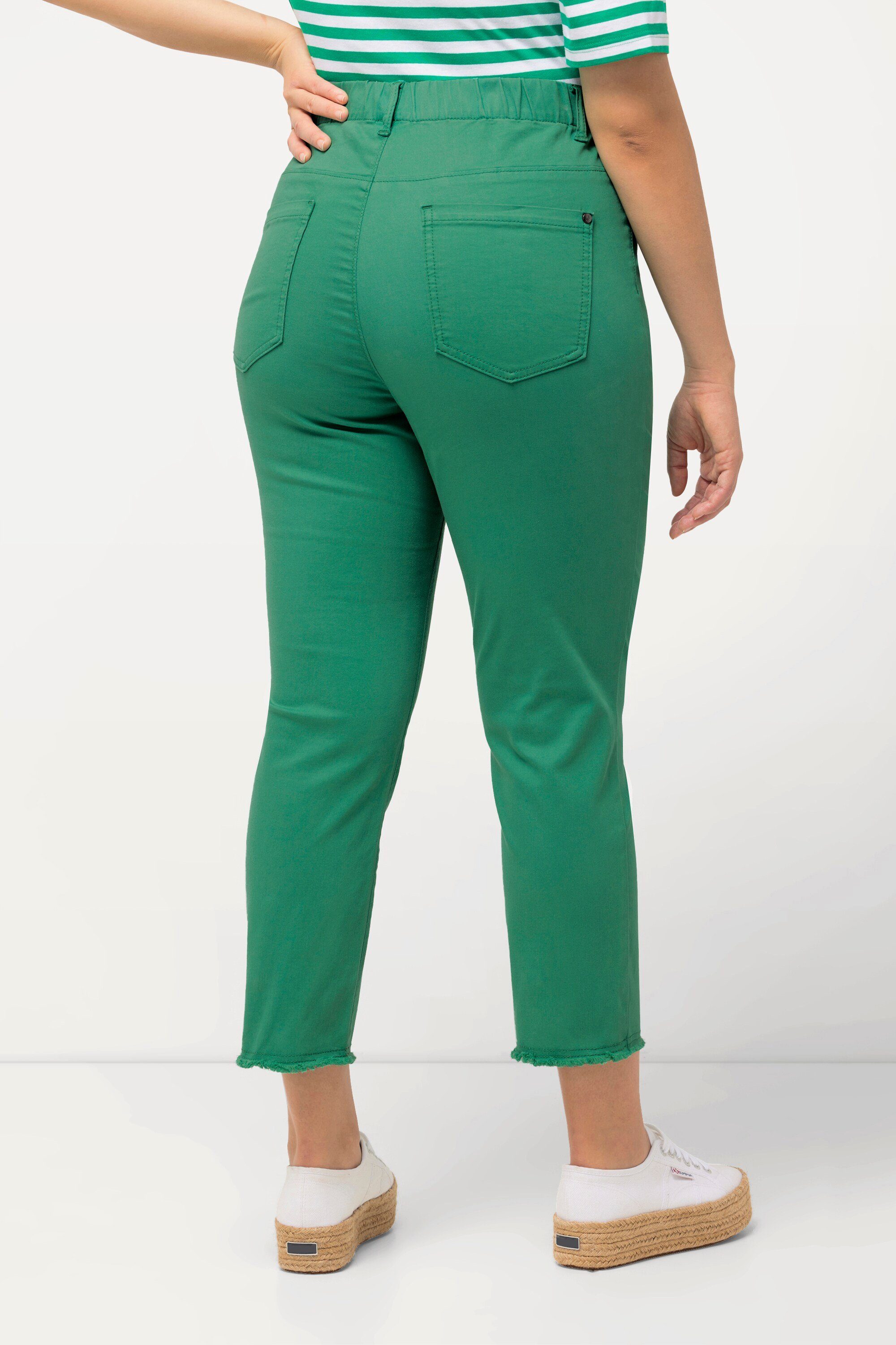 Ulla Popken 7/8-Hose 7/8-Hose Sienna Fransensaum schmales Bein