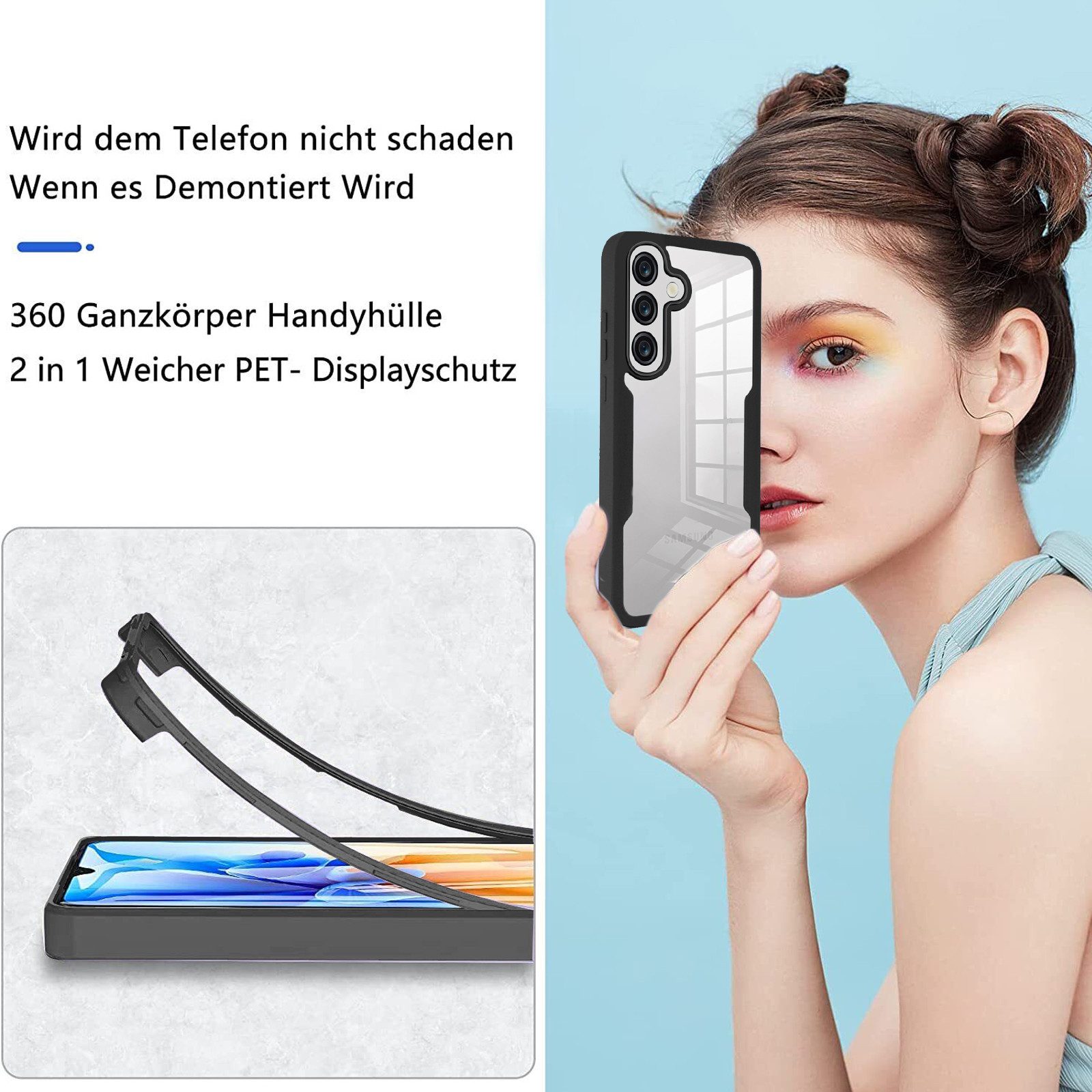 betterfon Handyhülle für Samsung Galaxy A37, 360° Hülle mit Integriertem Displayschutz, 2-teiliges 360 Grad Case mit Rundumschutz und Displayschutz – Bild 5 von 5