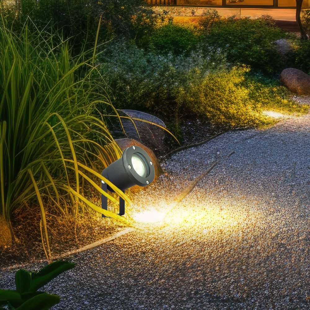 etc-shop LED Gartenstrahler, Leuchtmittel inklusive, Warmweiß, Farbwechsel, Außen Steck Leuchte Balkon Rasen Strahler Fernbedienung im Set