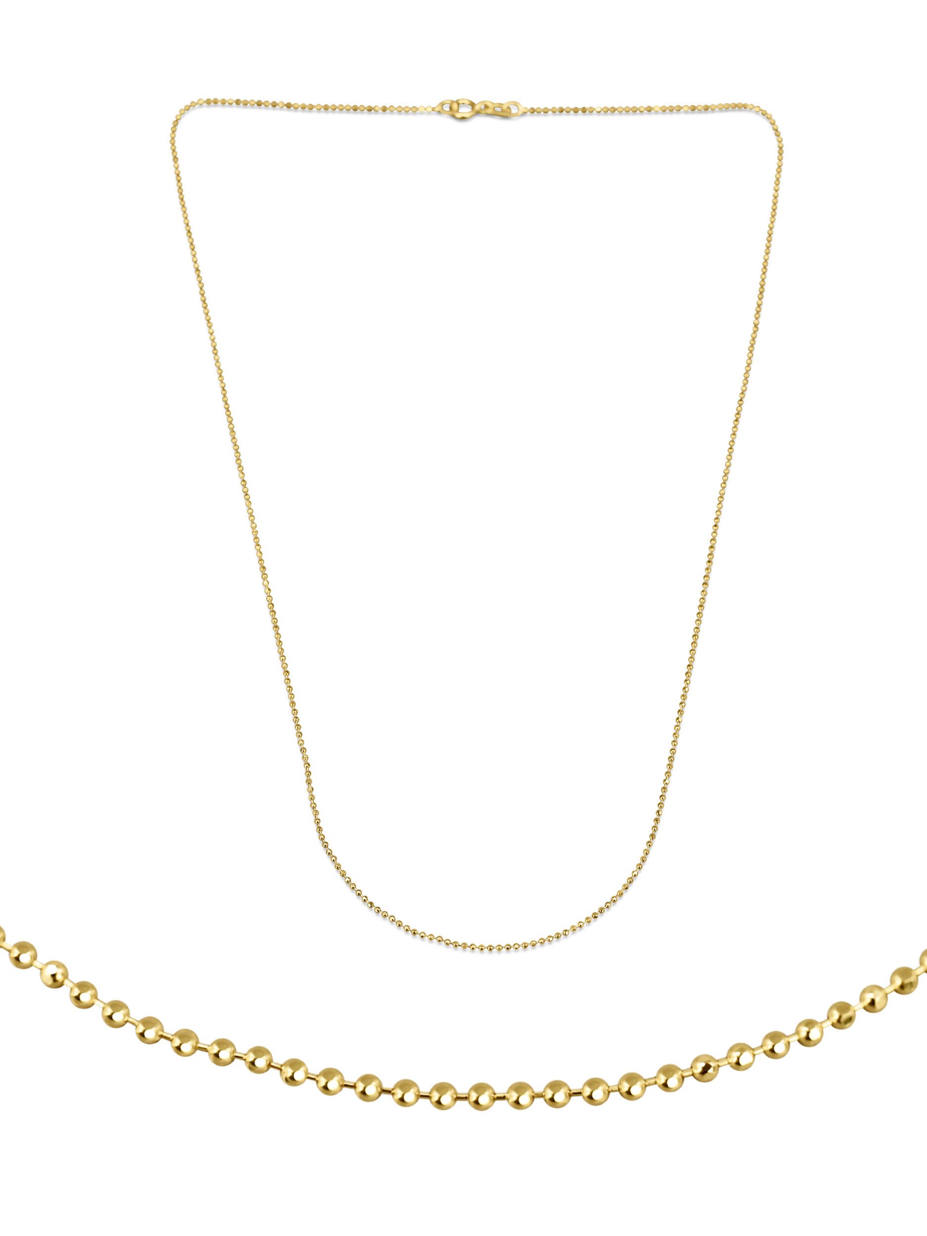 Goldkette Kügelchenkette 14K Gold – 45 cm, 1 mm, Hellgold