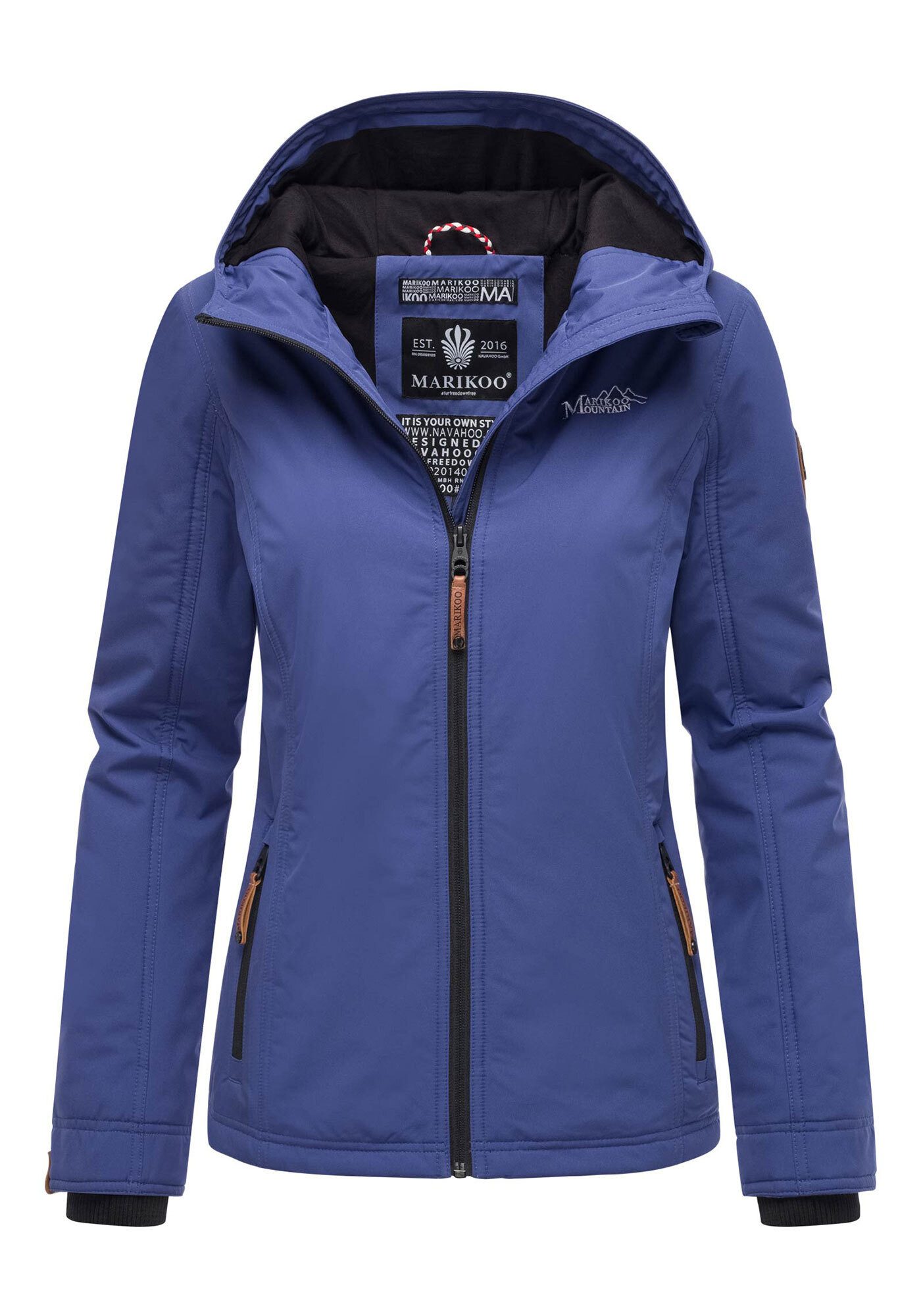 Marikoo Outdoorjacke Brombeere Sportliche Übergangsjacke mit Kapuze und schützendem Kragen