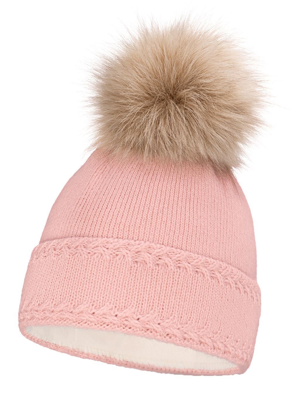 Bommelmütze Warme Strickmütze Damen Wintermütze Bommelmütze gefüttert mit Bommel