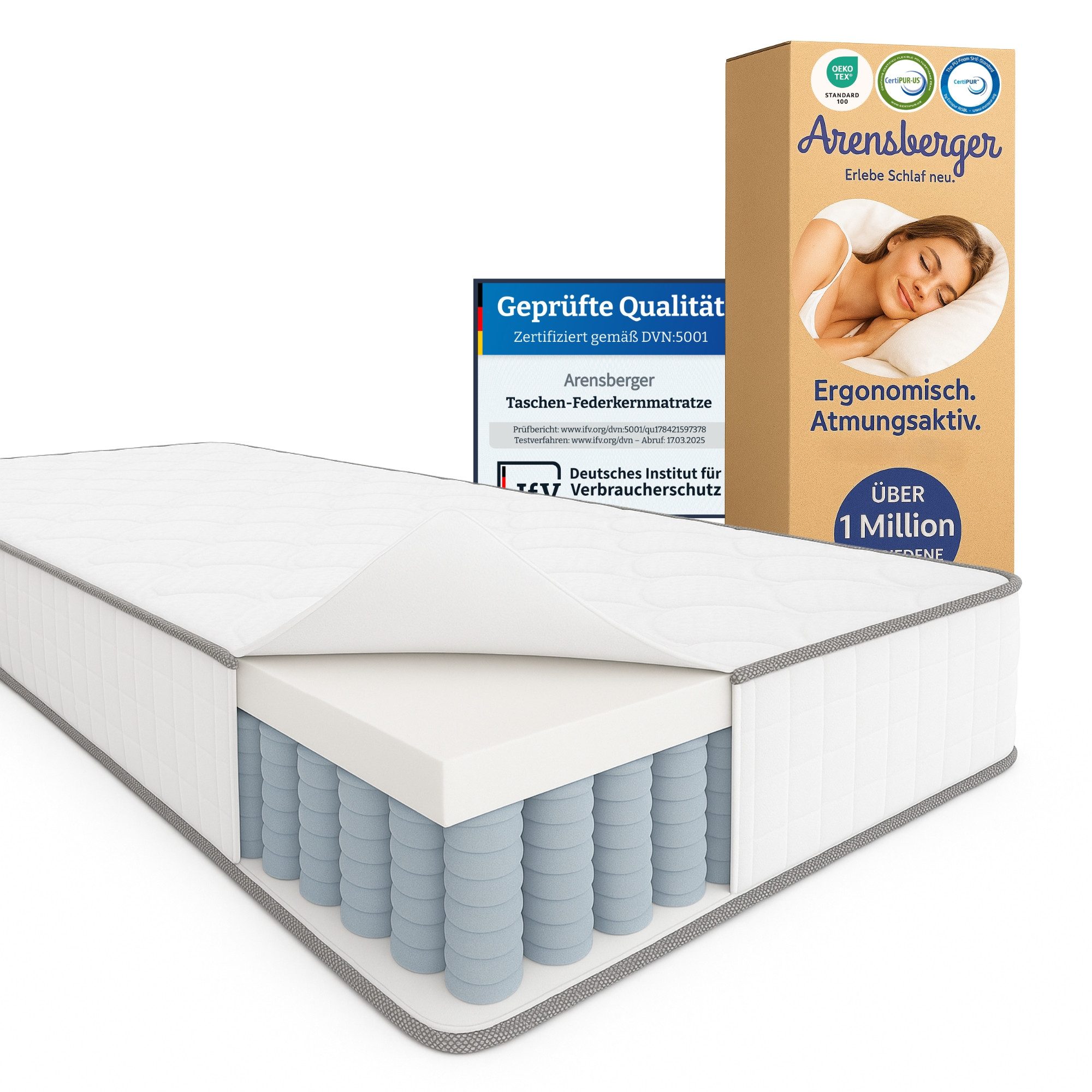 Taschenfederkernmatratze JANA Federkernmatratze - 19cm Höhe - Matratze mit Schaumstoff Schicht