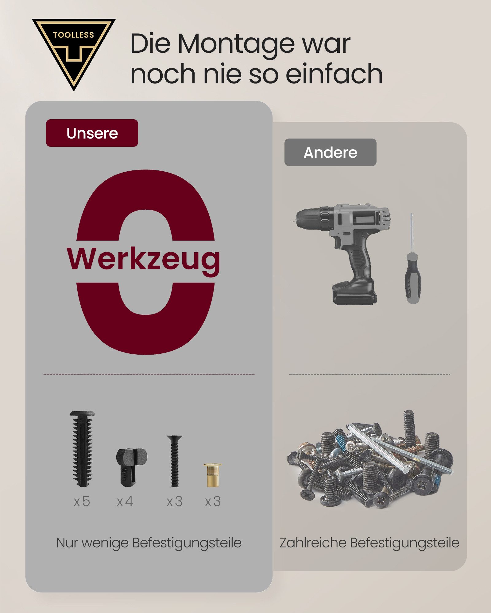 VASAGLE Nachttisch mit Ladefunktion, Toolless-Technologie, Beistelltisch mit Schublade (1-St), Nachttisch werkzeuglos Montage 1 er/2er Set