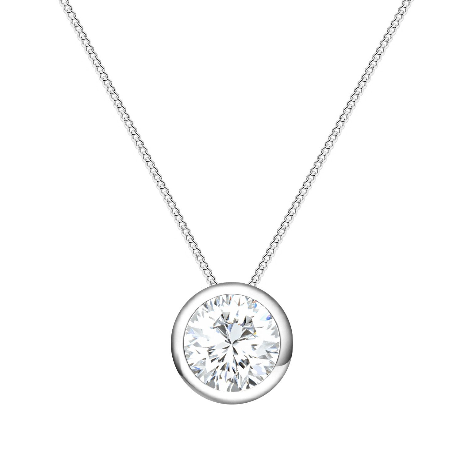 Kette mit Anhänger 925 Silber Halskette Zirkonia Strass Stein Anhänger Diamant Form Kette